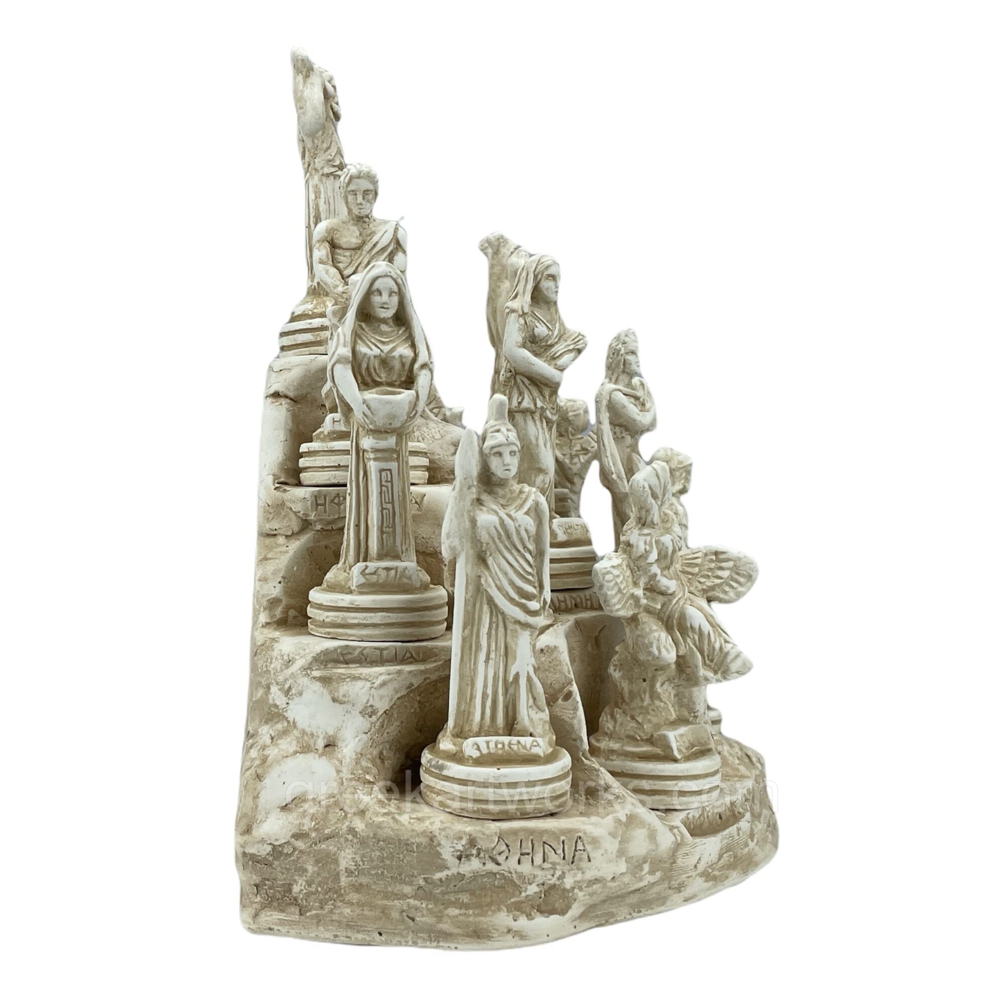 12 Greek Olympian Gods Miniature Statue Set - Handcrafted Cast Stone Figures for Home Decor, Mythology Lovers & Collectors | Perfect for Bookshelf, Office Desk & Gift Giving