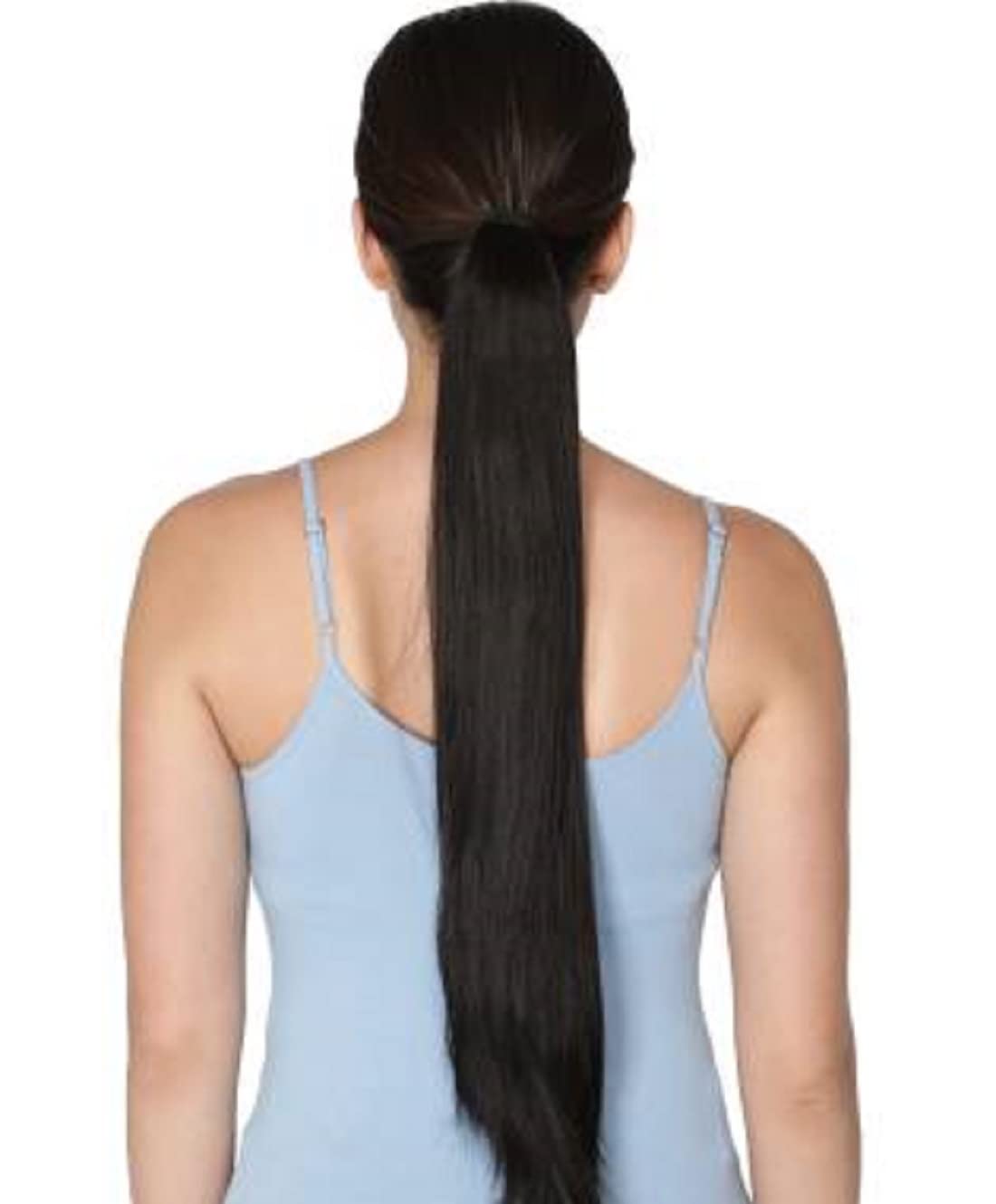 Stylish Black Straight Women's Ribbon Ponytail Hair Extension - Perfect for Parties, Weddings & Everyday Glamour