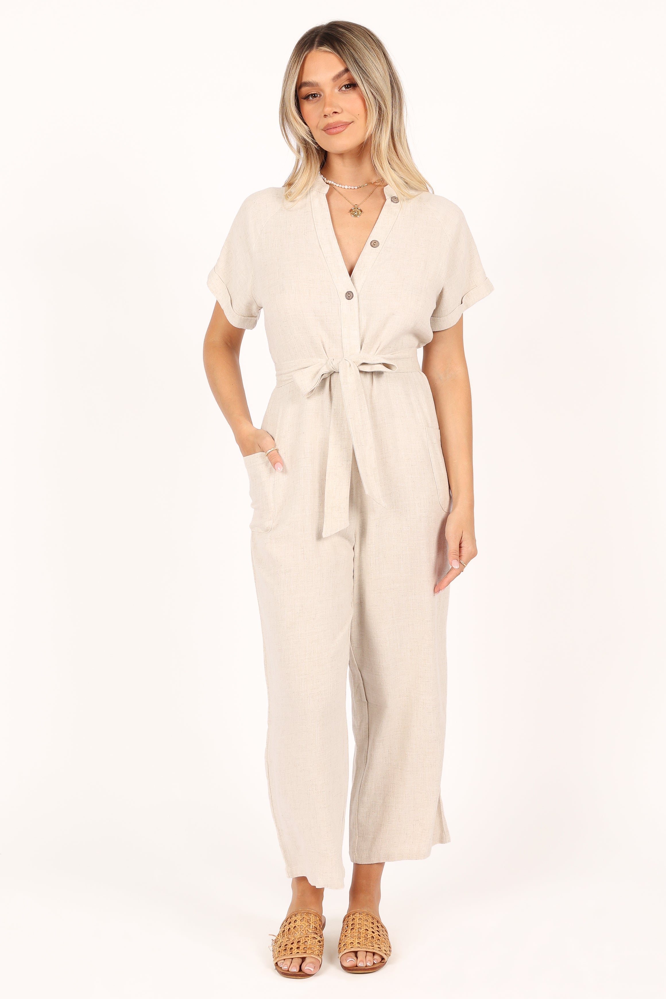 Archie Jumpsuit for Women - Stylish Oat Color One Piece Romper | Perfect for Casual Outings, Beach Vacations & Summer Fashion
