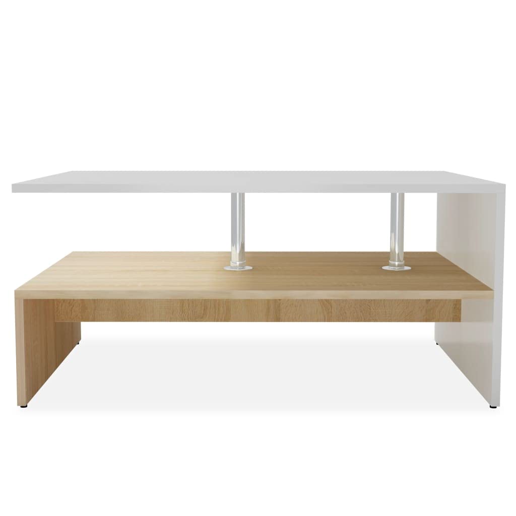 CHARMMA 35.4x23.2x16.5 Inch Oak & White Coffee Table - 18KG Chipboard - Perfect for Living Room, Office, or Small Space Furniture