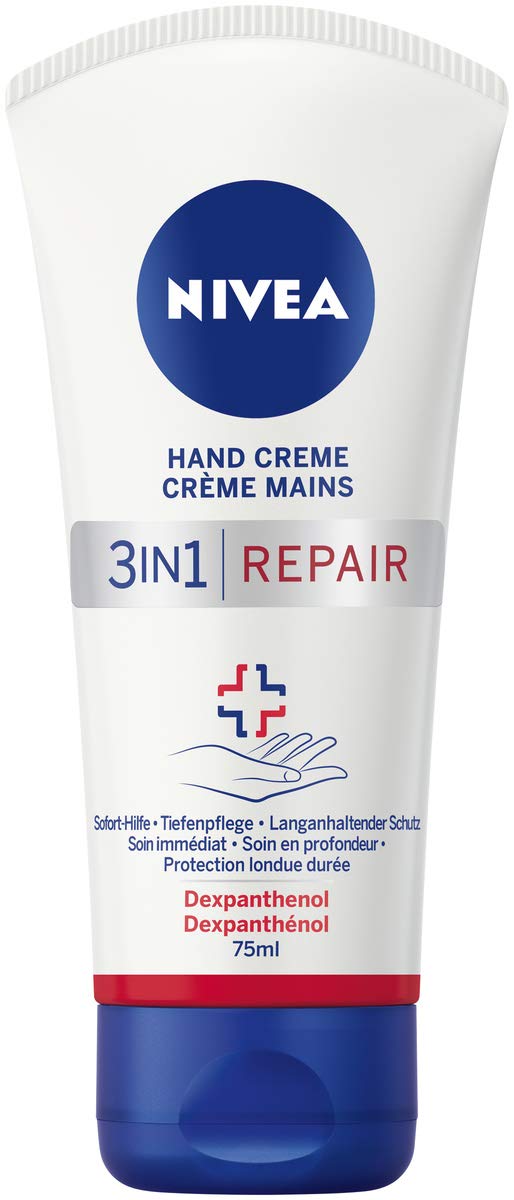 NIVEA 3-in-1 Hand Cream (75ml) for Dry Cracked Hands - Intensive Care with Dexpanthenol - Perfect for Winter & Daily Use