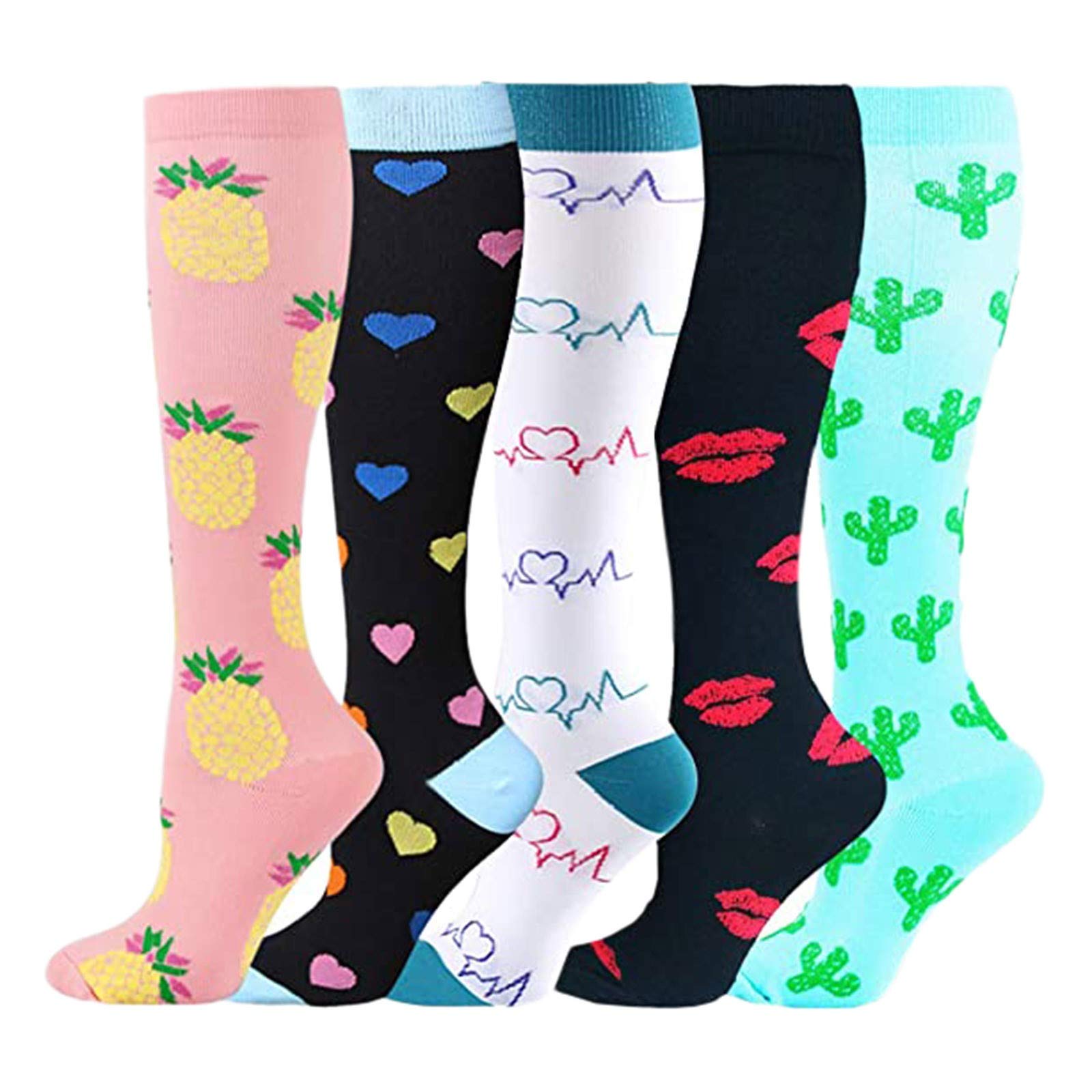 Kalf Compression Sports Socks - 5 Pairs Unisex Wide Fit Athletic Socks for Running, Hiking & Workout - Perfect Christmas Stocking Stuffers & Gift Idea