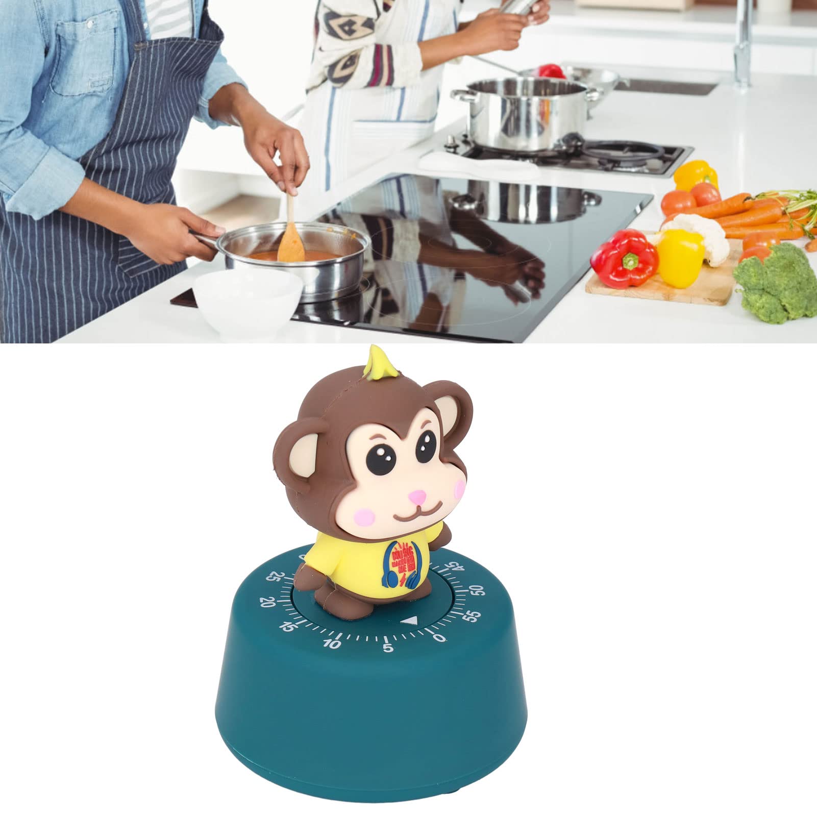 Pure Hinery Monkey Kitchen Timer - Anti-Slip Silicone Countdown Timer for Cooking, Baking, Hair Coloring | Durable & Cute Cooking Accessory for Home & Salon Use