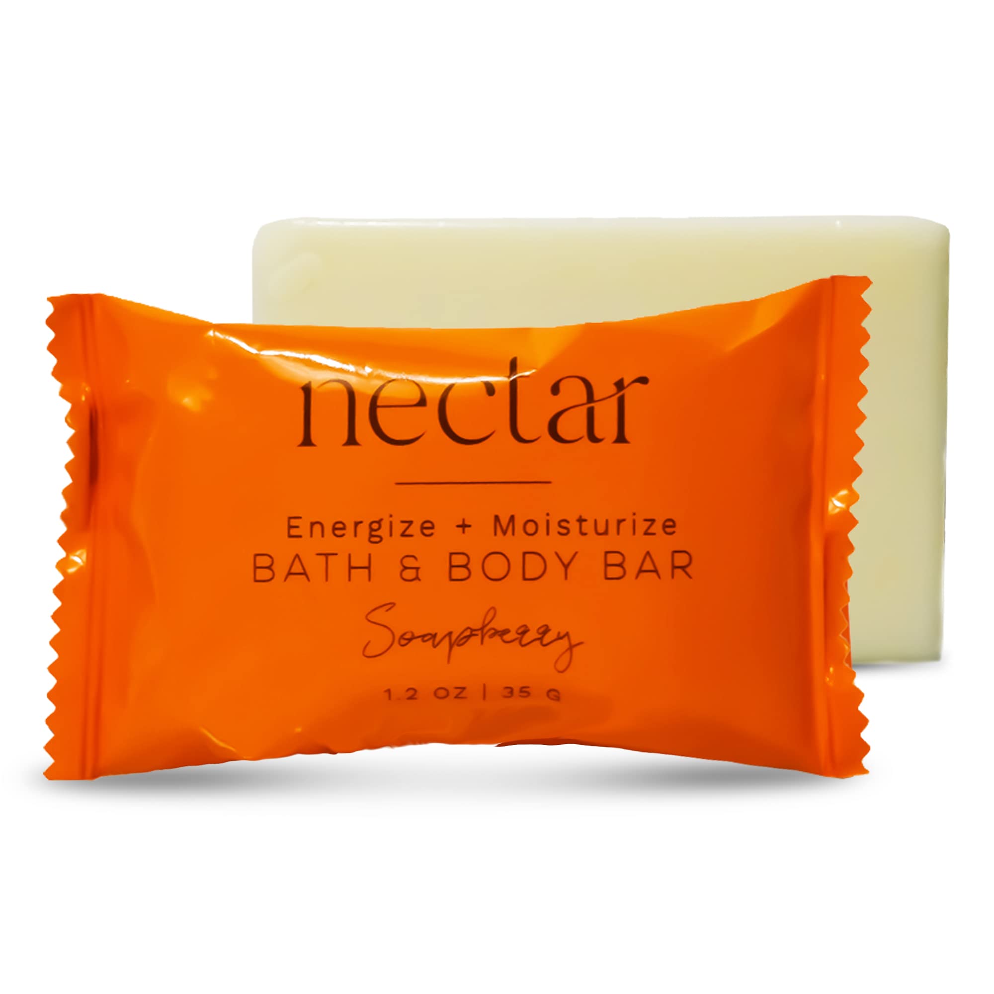 Nectar Bulk Bath & Body Bar Soap - 50 Count (1.2 oz Each) | Sweet Orange Blossom Scent | Mini Travel Size Toiletries | 100% Recyclable Plastic Sachet | All Skin Types | Perfect for Airbnb Rentals, Hotels, Gifts & Travel Essentials