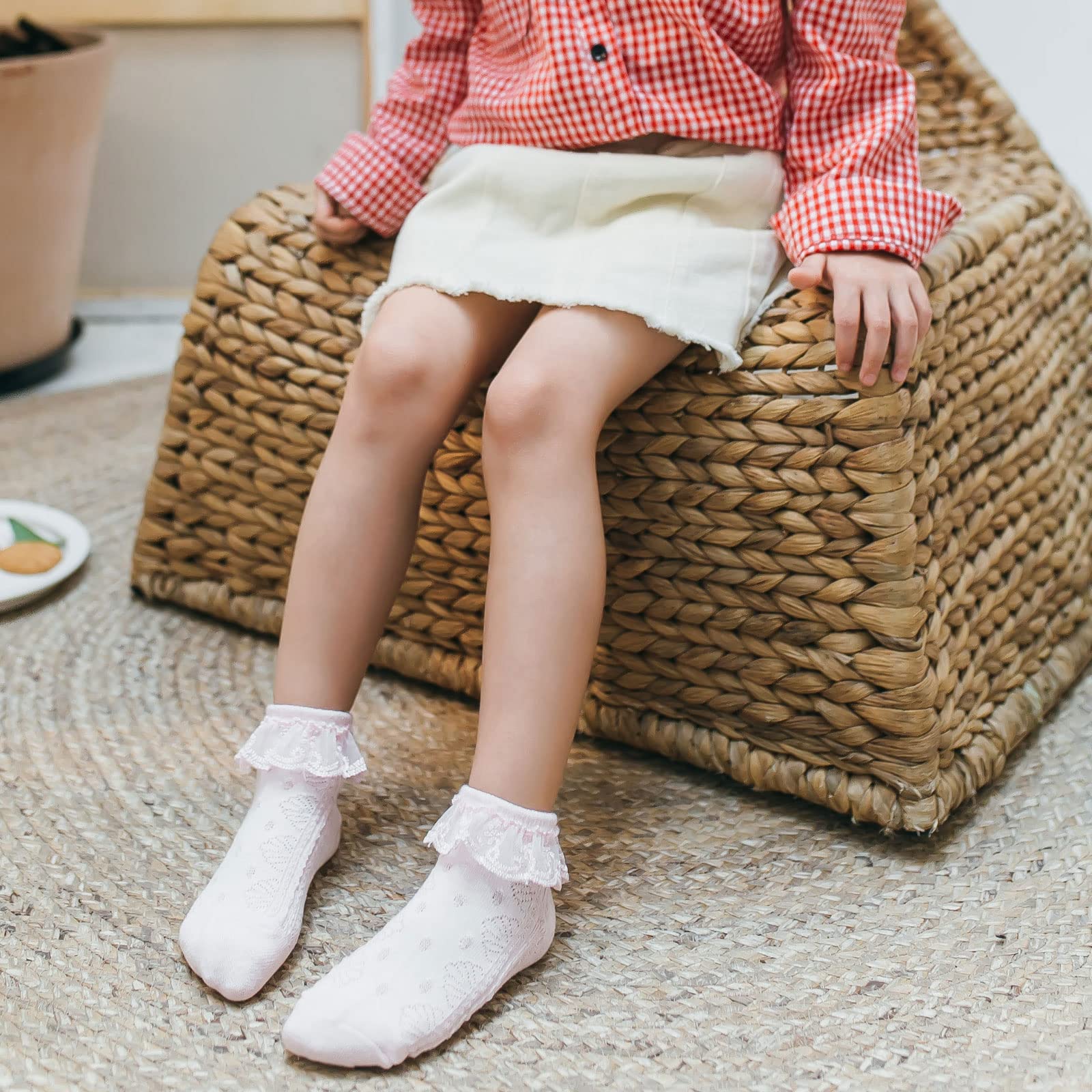 Baby Lace Socks for Girls - Soft Double Eyelet Lace Ruffle Frilly Ankle Socks for Newborns, Infants & Toddlers (3-Pack Gift Set) - Perfect for Special Occasions, Photo Shoots & Everyday Wear