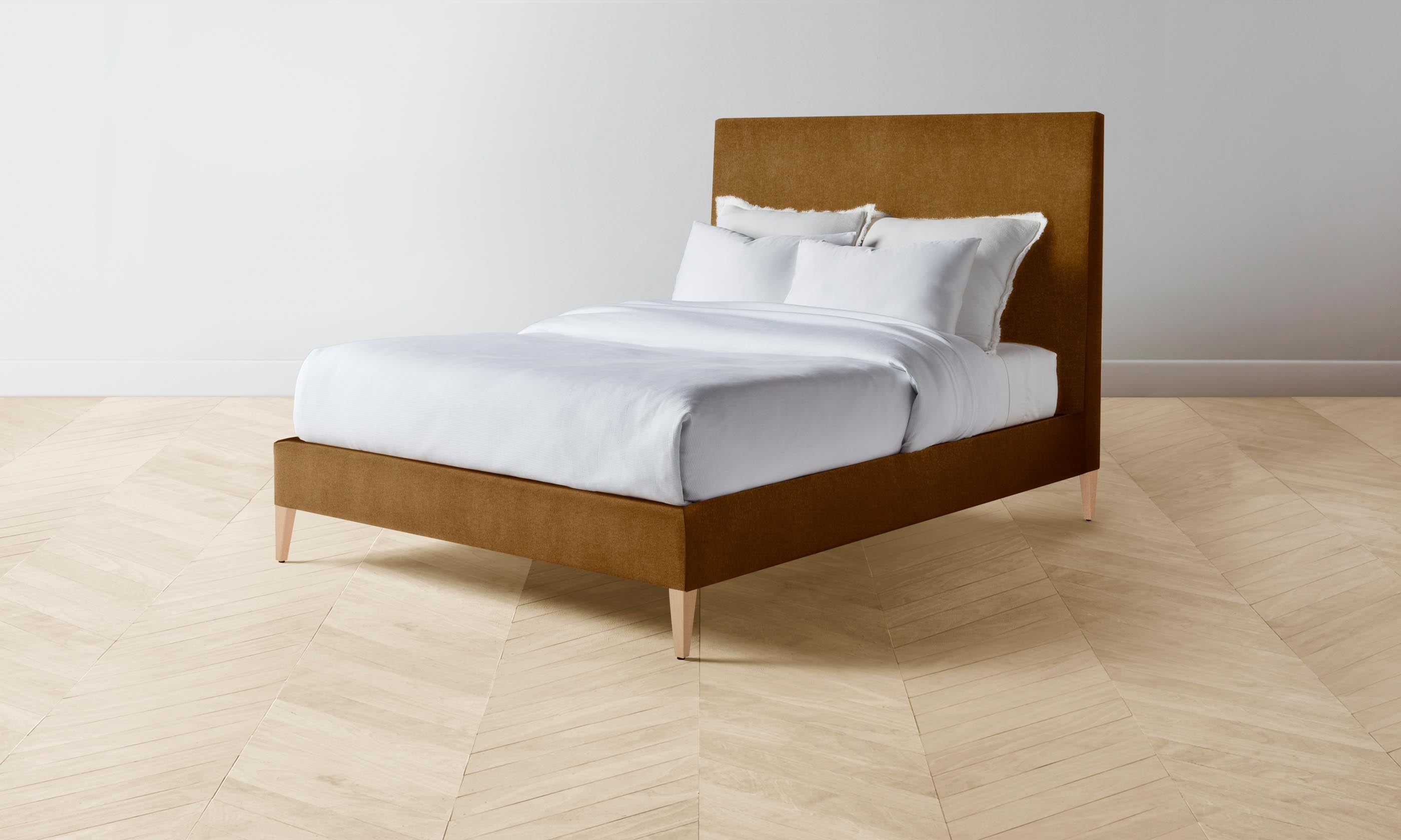 Essex Bed in Mohair Brown Sugar - Luxurious Upholstered Bed Frame for Master Bedroom & Guest Room