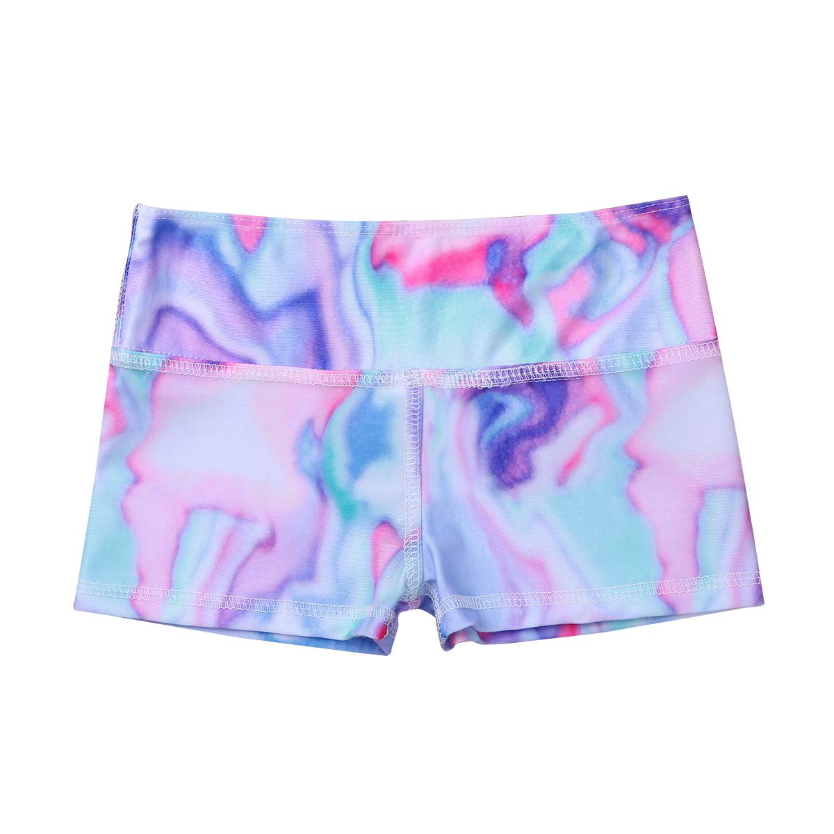 Hansber Girls' 2-Piece Gymnastics Outfit - Tie Dye Crop Top & Boyshorts Set for Dance, Swim & Sports | Athletic Wear for Kids' Gymnastics Practice, Beach Swimming & Dance Classes