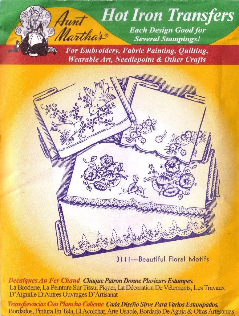 Aunt Martha's Hot Iron Embroidery Transfer with Beautiful Floral Patterns - DIY Fabric Transfer for Quilting, Home Decor & Craft Projects