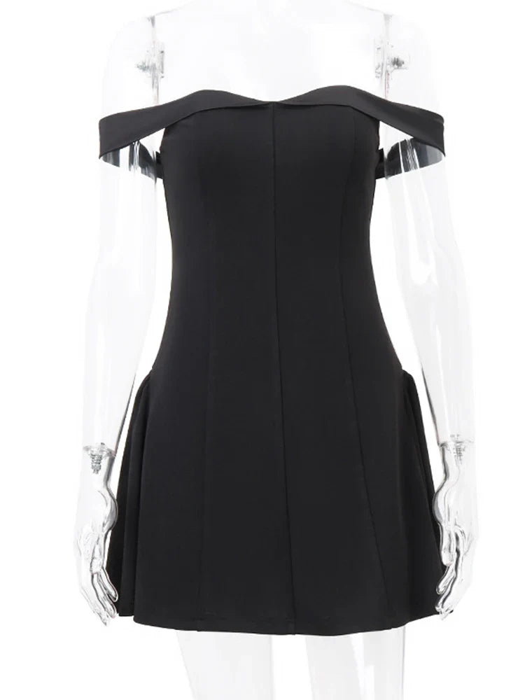ByeMyLove Women's Off Shoulder Party Dress - Strapless Tube Elegant Mini Dress with High Waist, A-Line Silhouette | Perfect for Cocktail Parties, Date Nights & Special Occasions
