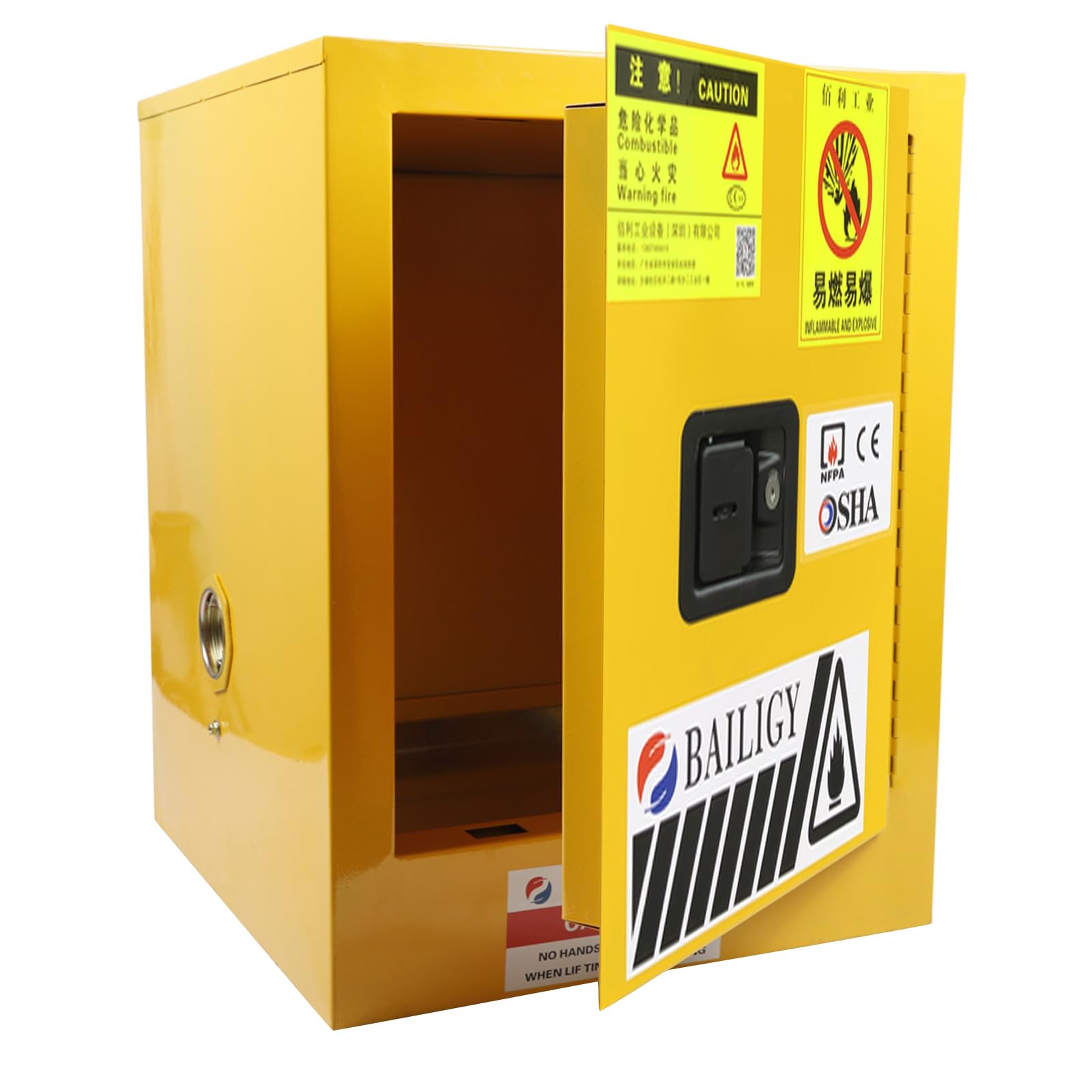 Acesunny 12 Gallon Flammable Safety Storage Cabinet - Fireproof Steel Construction, Lockable Yellow Cabinet for Flammable Liquids - Ideal for Garage, Workshop & Laboratory Chemical Storage