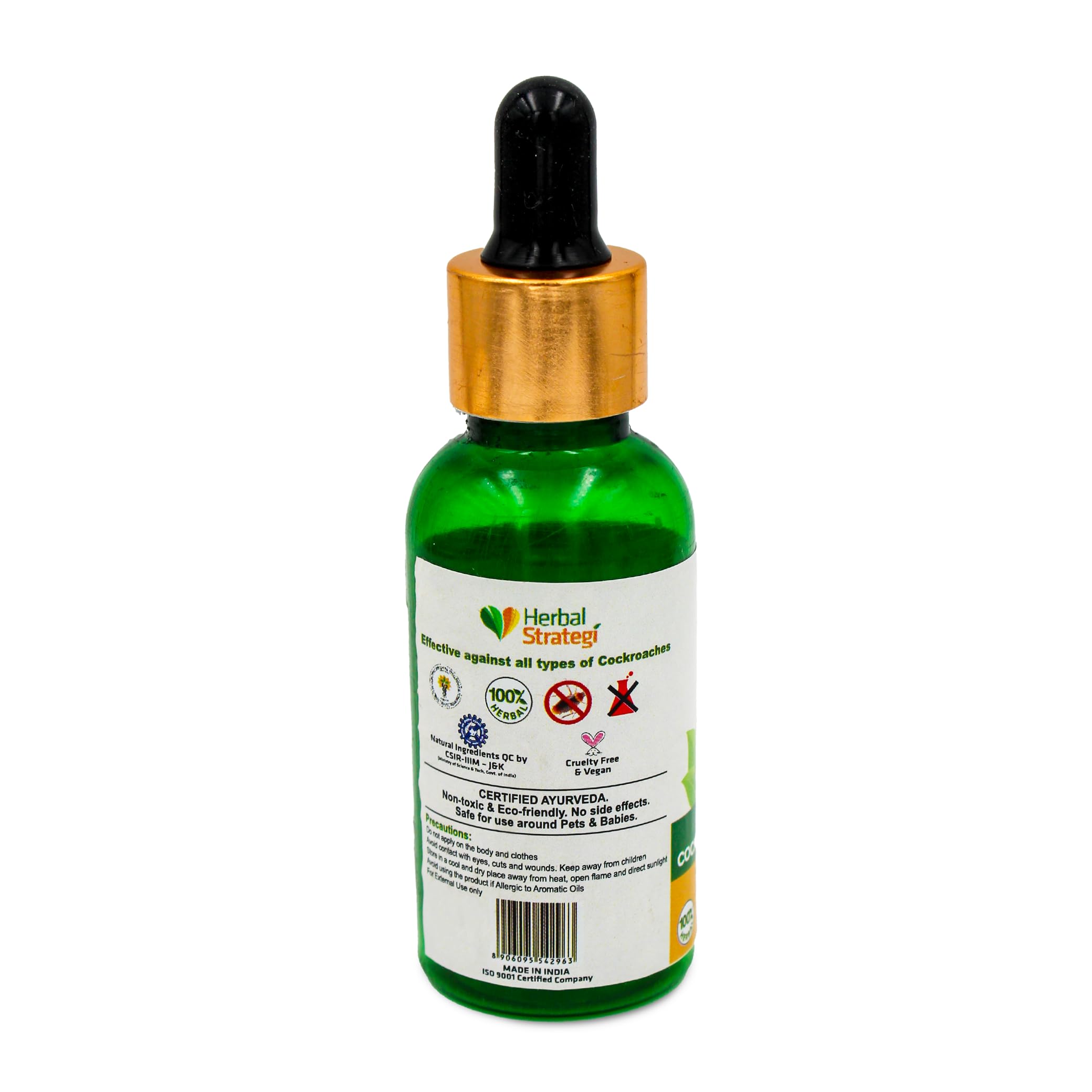 Herbal Strategi Cockroach Repellent Oil Gel - 25ml | Natural Roach Repellent for Home & Kitchen | 100% Herbal, Chemical-Free & Non-Toxic | Safe for Babies & Pets | Ayurvedic Certified | Works on All Cockroach Species | Ideal for Apartments, Restaurants & Food Storage Areas