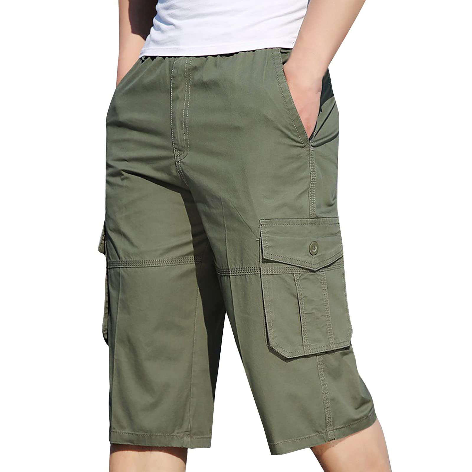**Men's Cargo Leggings with Zipper Pockets - Outdoor Sports & Casual Shorts for Hiking, Gym, and Everyday Wear**
