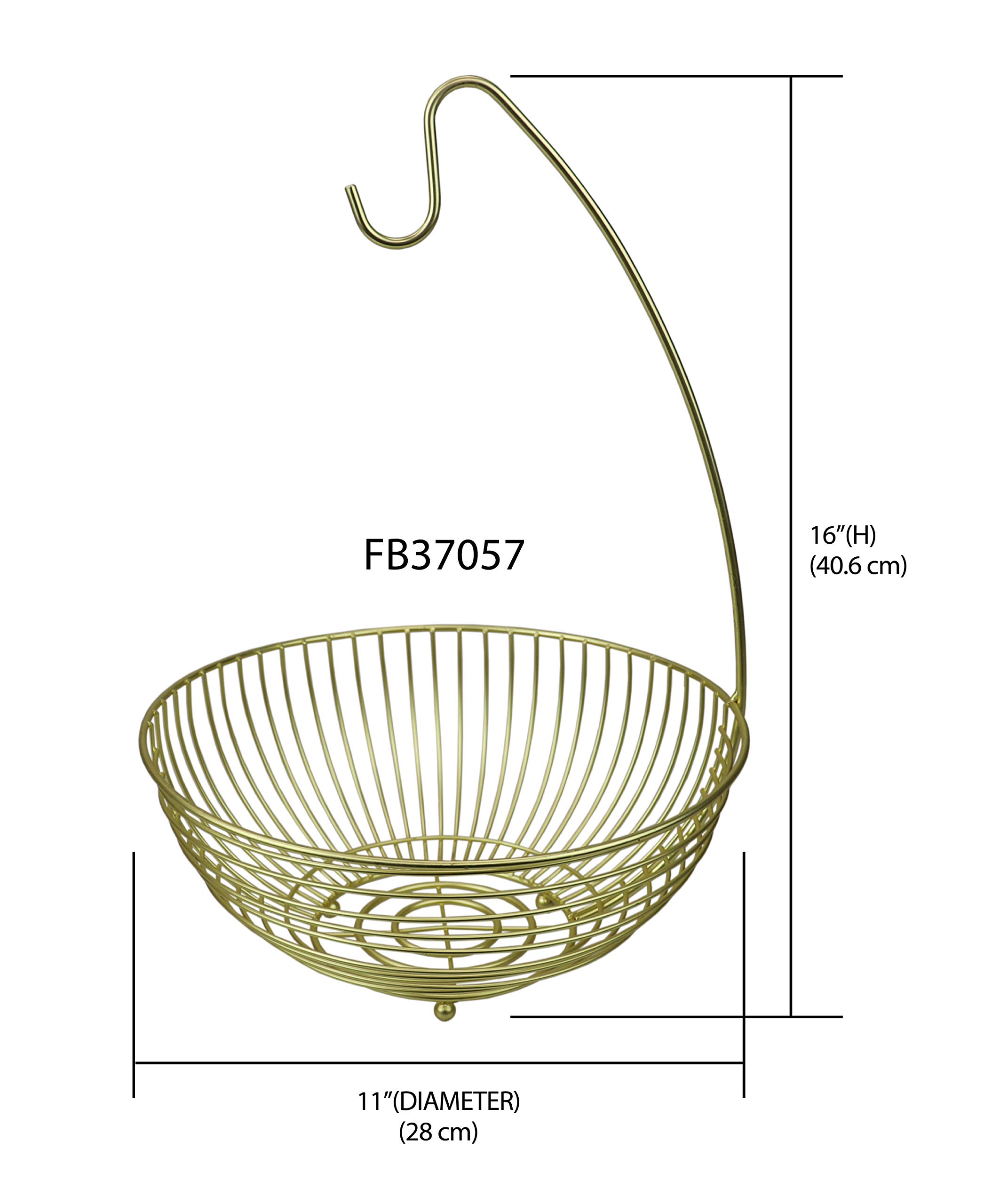 Home Basics Halo Steel Fruit Basket with Banana Hanger (2-Pack) - Durable Kitchen Countertop Organizer for Fruits, Vegetables & Produce Storage | Perfect for Pantry, Dining Table & Farmhouse Decor