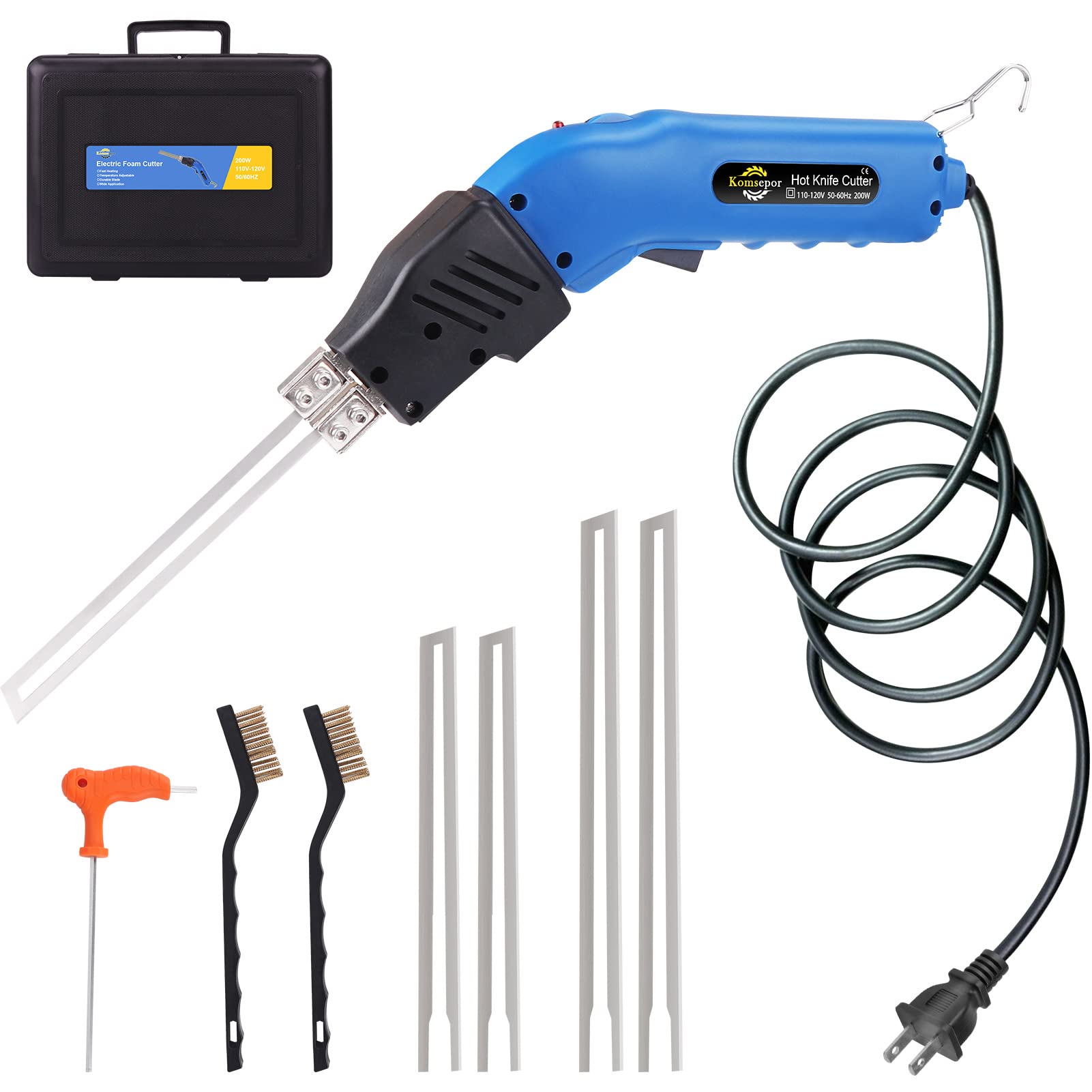 Electric Foam Cutter 200W - Hot Knife Tool for Styrofoam, EPP, EPS, XPS, EVA, EPE, PU & KT Board Cutting - Includes 4 Blades & Air Cooling System (110-120V) - Perfect for DIY Crafts, Model Making & Packaging Projects