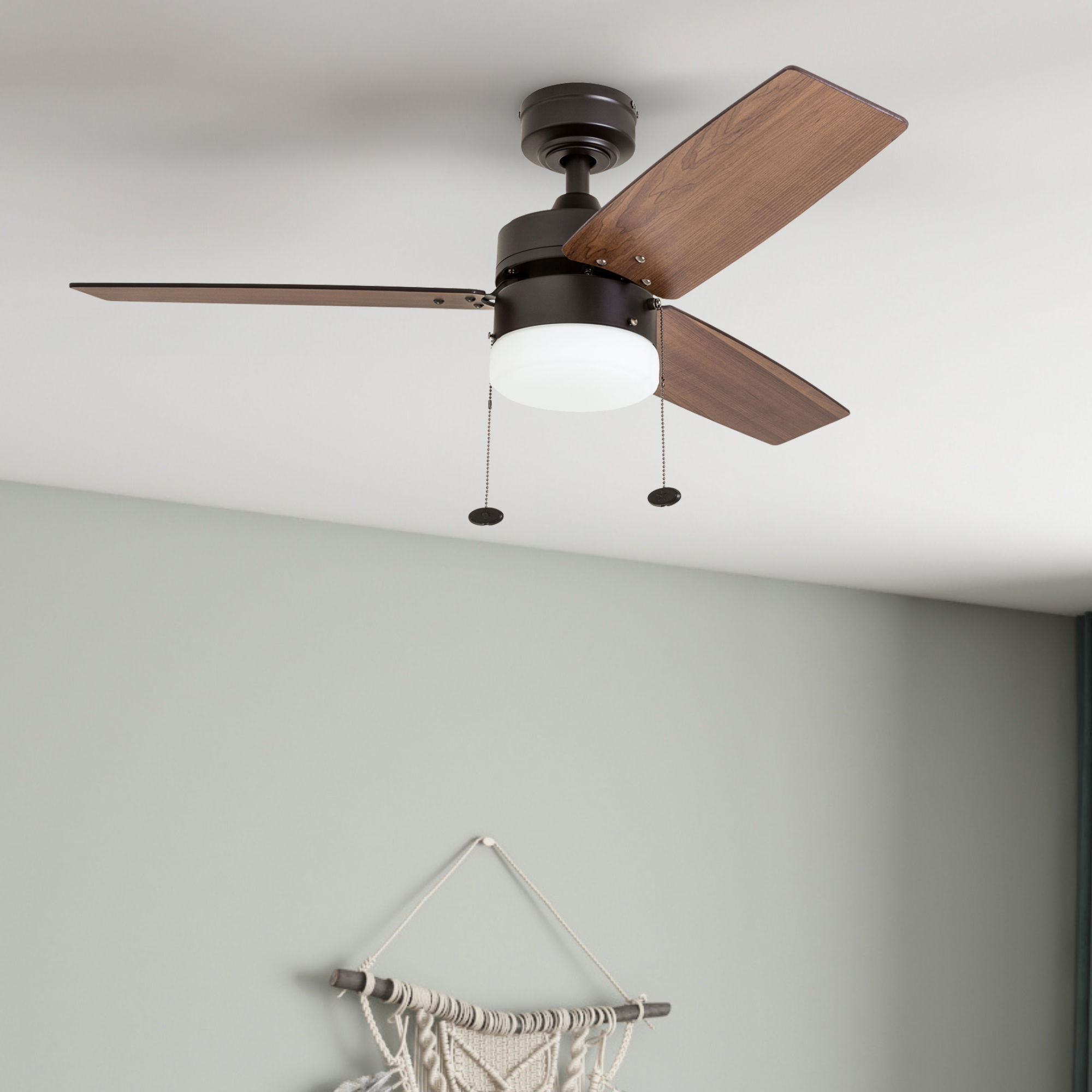 42 Inch Reston Espresso Ceiling Fan with Pull Chain - Modern Indoor Ceiling Fan for Living Room, Bedroom, and Office - Energy Efficient with Quiet Operation