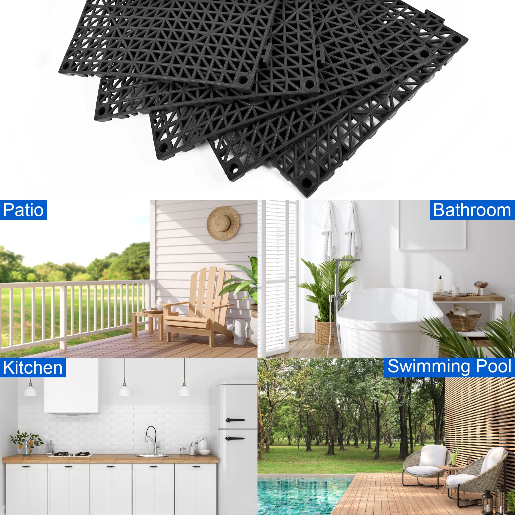 MYFAMIREA 12 Pack Modular Interlocking Cushion Floor Tiles - 11.8