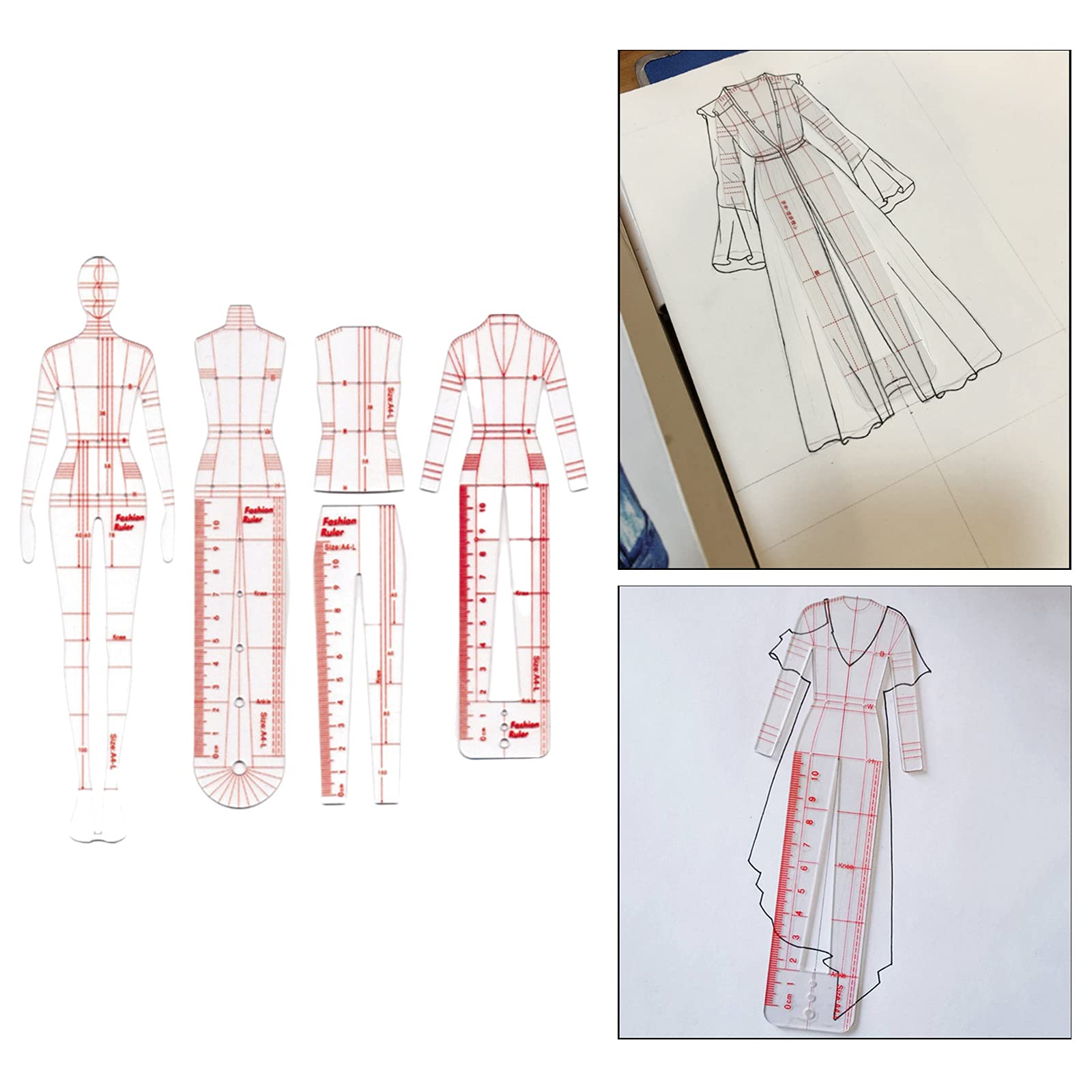 4 Pcs French Curve Ruler Set for Sewing, Dressmaking & Fashion Design - Tailoring Templates for Human Body Patterns (Perfect for DIY Clothing, Costume Making & Professional Garment Design)