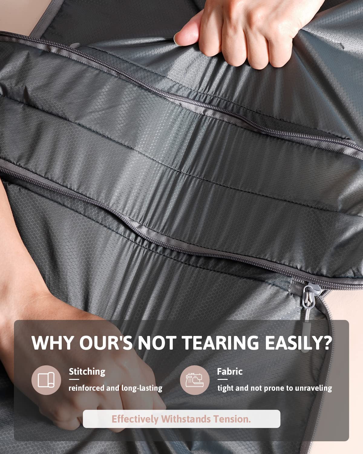 Ultralight Packing Compression Cubes - Large Luggage Organizers for Suitcases | Double Layer Space-Saving & Rip-Resistant Travel Organizer Set with Laundry Bag & Toiletry Bag (Grey, 8-Piece) | Perfect for Business Trips, Vacations & Backpacking