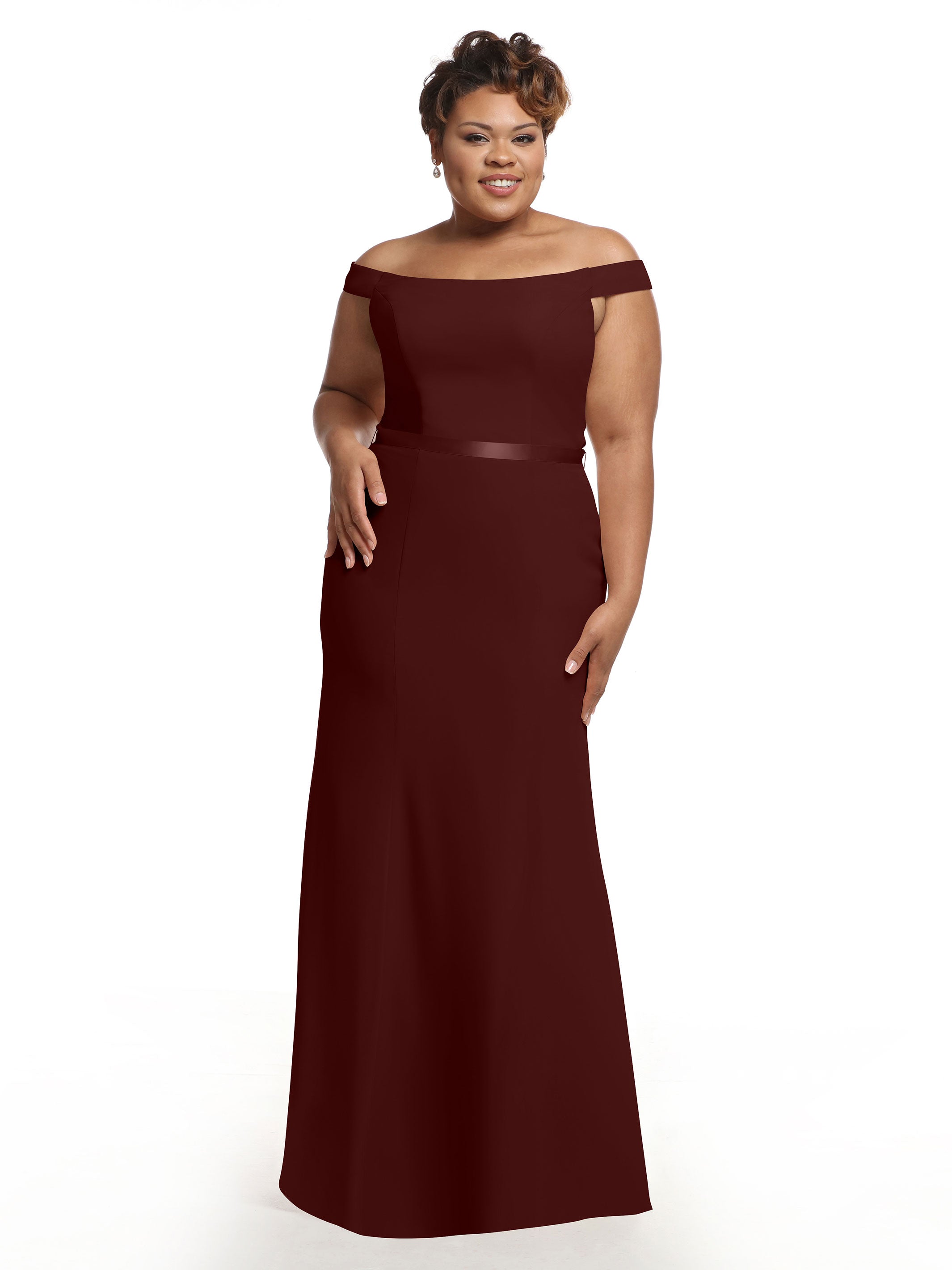 Elegant Off-The-Shoulder Chiffon Bridesmaid Dress with Ribbon Belt - A-Line Fit & Flare Design for Weddings, Parties & Special Occasions