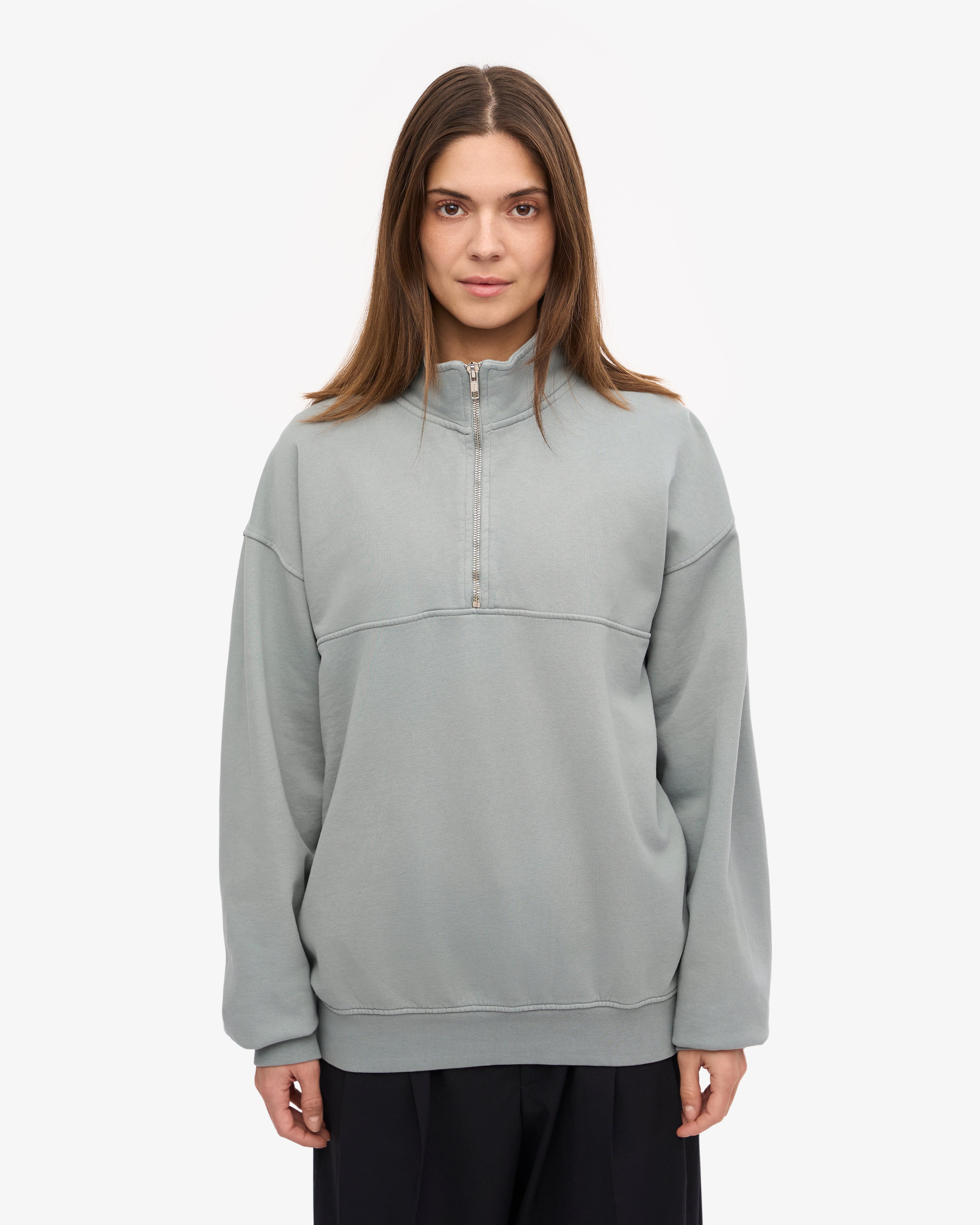 Organic Quarter Zip Sweatshirt for Men - Soft Steel Blue Pullover | Perfect for Casual Wear, Outdoor Activities & Layering