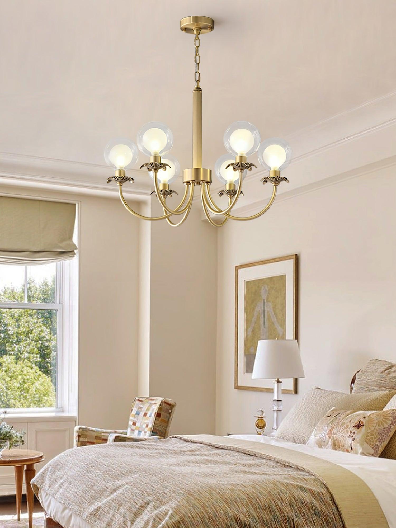 Elegant Aureate Radiance Glass Chandelier - Modern Crystal Ceiling Light Fixture for Dining Room, Living Room & Bedroom Decor