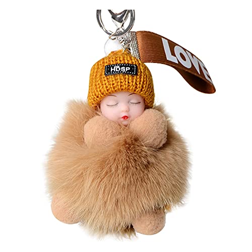 **Baby Sleeping Pendant - Soft Pompom Keychain for Car Keys, Handbags & Lanyards | Soothing Sleep Aid for Infants & Toddlers | Perfect for Nurseries, Strollers & Diaper Bags**