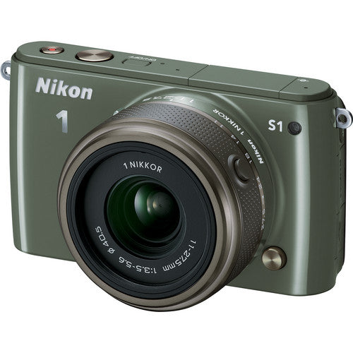 Nikon 1 S1 Mirrorless Digital Camera with 11-27.5mm Lens (Khaki) - Compact & Lightweight for Travel, Vlogging & Everyday Photography