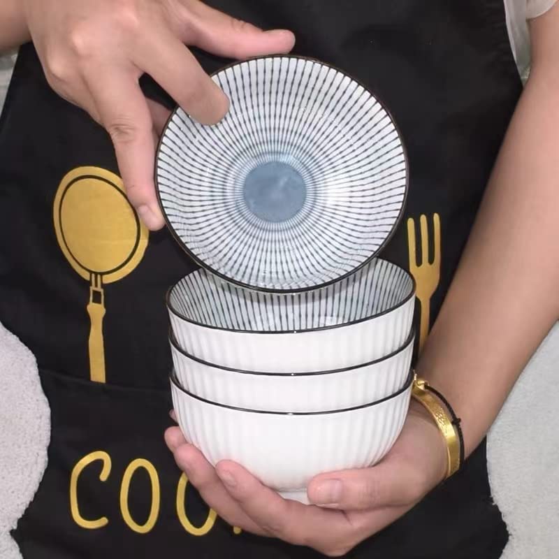 TuYines 4.75 Inch Porcelain Cereal Bowls Set - Microwave & Dishwasher Safe Ceramic Rice, Soup, Dessert Bowls for Ice Cream, Breakfast, Noodles | Perfect for Family Dining, Restaurant Use & Party Serving
