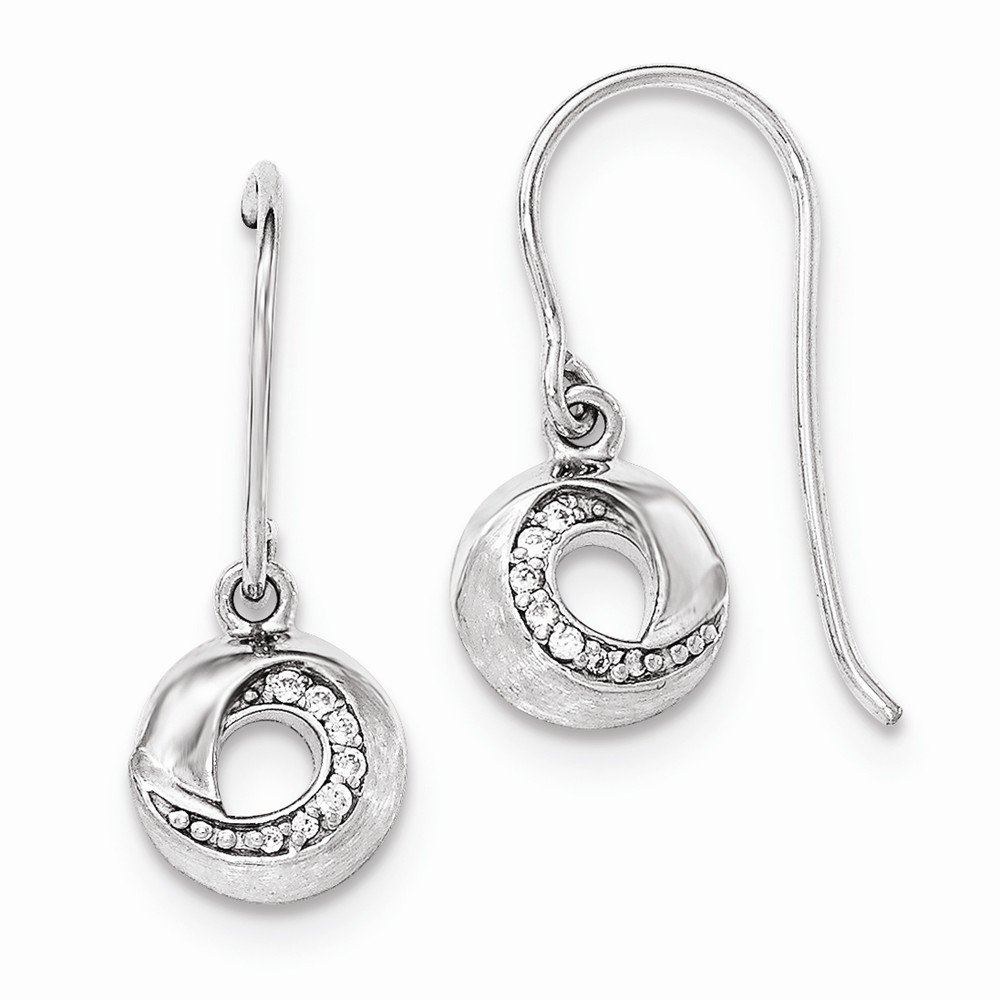 FB Jewels 925 Sterling Silver Cubic Zirconia CZ Shepherds Hook Dangle Earrings for Women - Elegant Drop Earrings for Party, Wedding & Everyday Wear