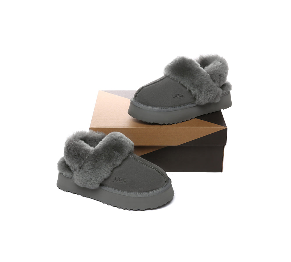 Australian Shepherd® Women's 3-Way Style UGG Slippers with Removable Wool Strap - Slingback Platform House Shoes for Cozy Indoor & Outdoor Wear