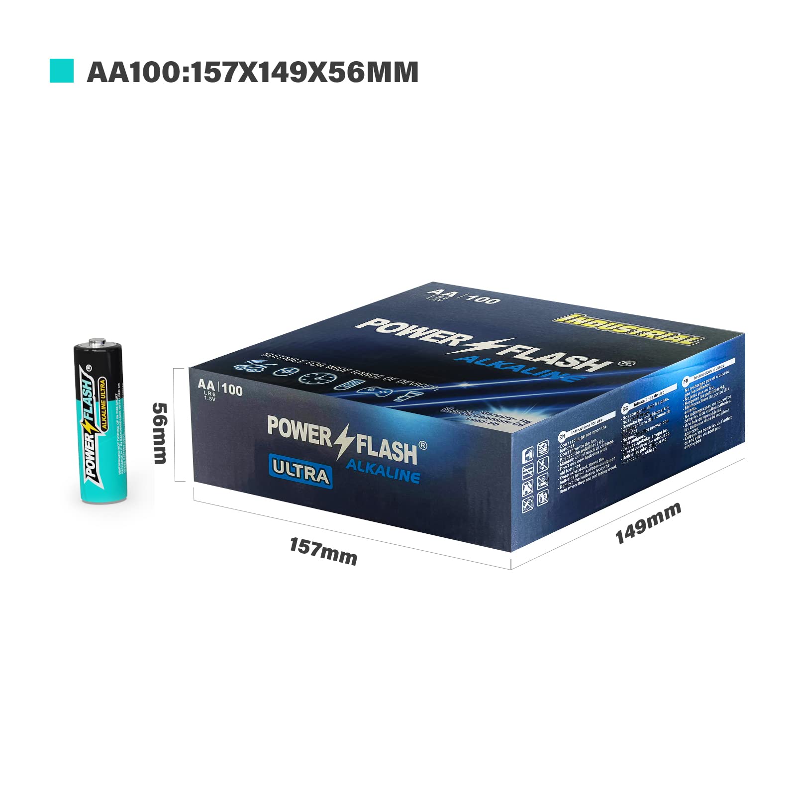 Ultra Long-Lasting AAA Alkaline Batteries - 100 Count Industrial Pack with Fresh Date - Perfect for Toys, Flashlights, Remote Controls & Electronic Devices