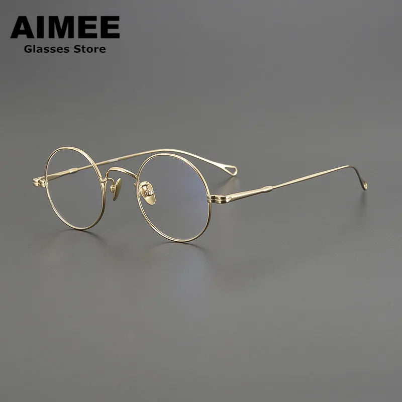 Aimee Unisex Full Rim Small Round Titanium Eyeglasses 50405 - Lightweight & Durable Frame for Men & Women - Perfect for Reading, Work & Everyday Use