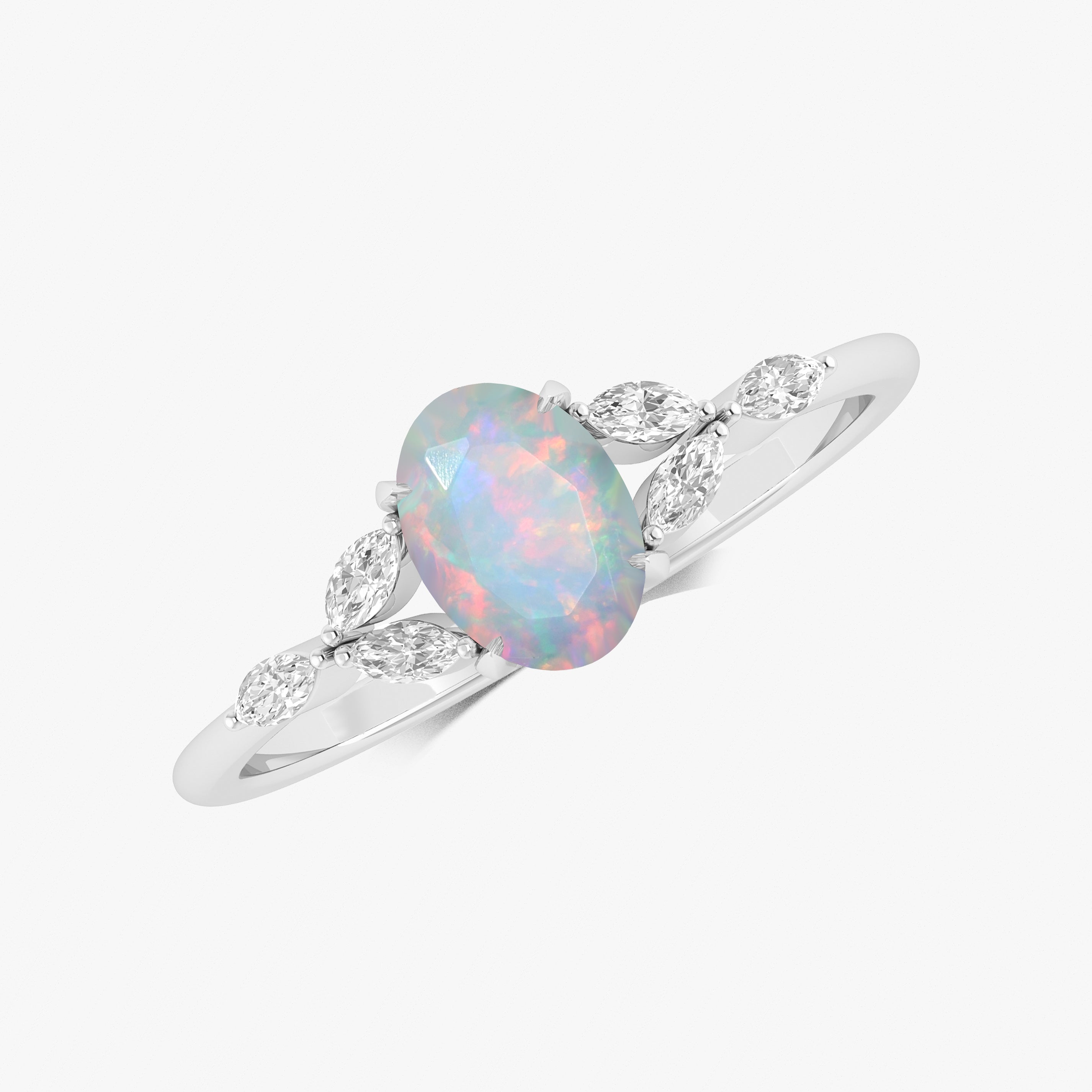 Ethiopian Opal Gold Statement Ring for Women - Elegant Oval White Opal Jewelry for Parties, Weddings & Special Occasions