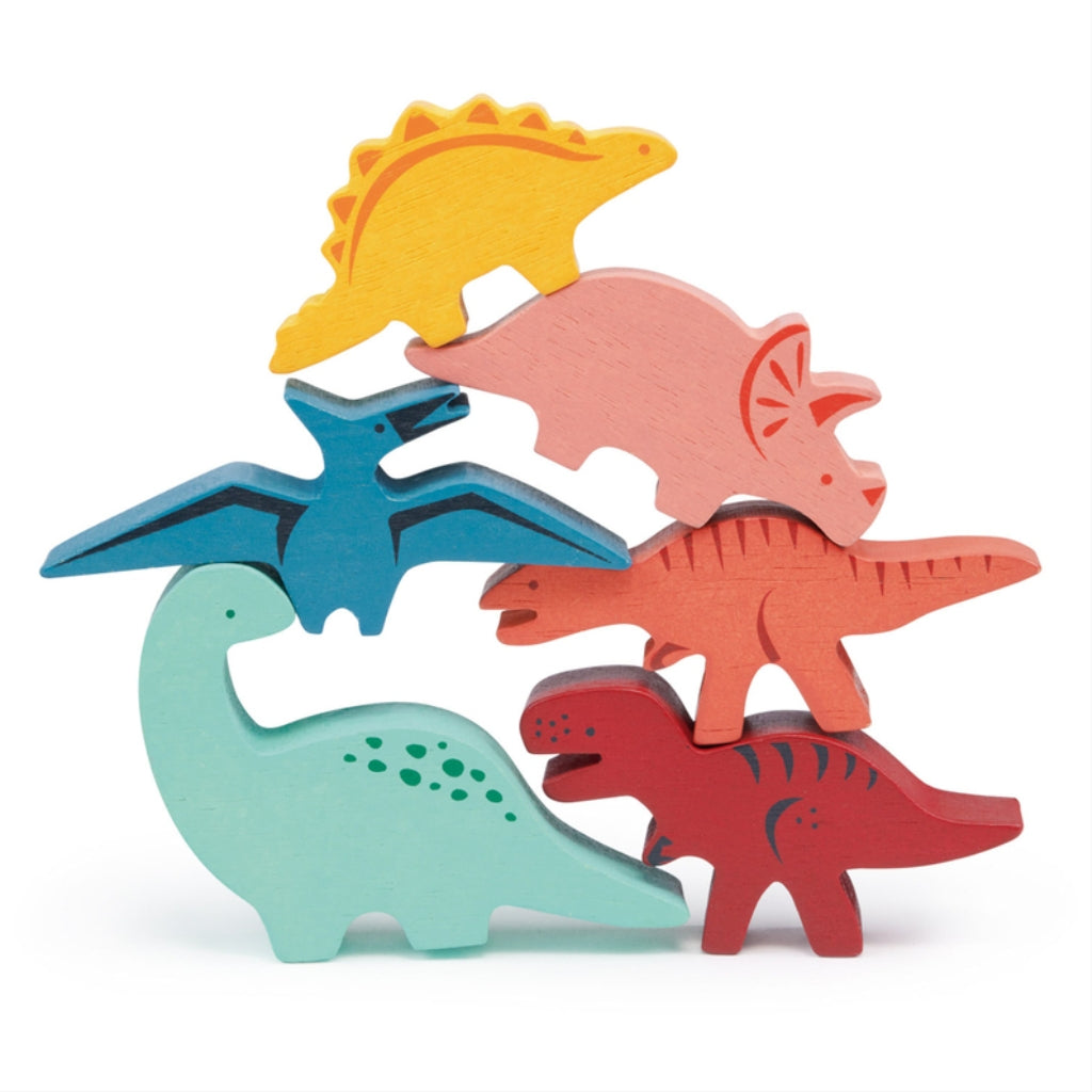 Happy Stacking Dinosaurs Toy Set with Storage Bag - Educational Dinosaur Stacking Game for Kids - Perfect for Preschool Learning, Birthday Gifts & Travel Play