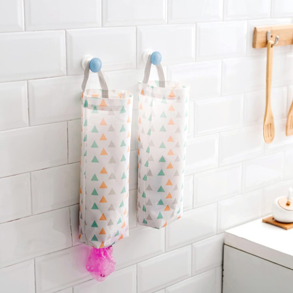 Hemoton 2-Pack Wall Mounted Hanging Trash Bag Holder - Durable Oxford Cloth Storage Organizer for Bedroom, Bathroom & Kitchen - Space Saving Garbage Bag Hanger with Net for Easy Access & Organization