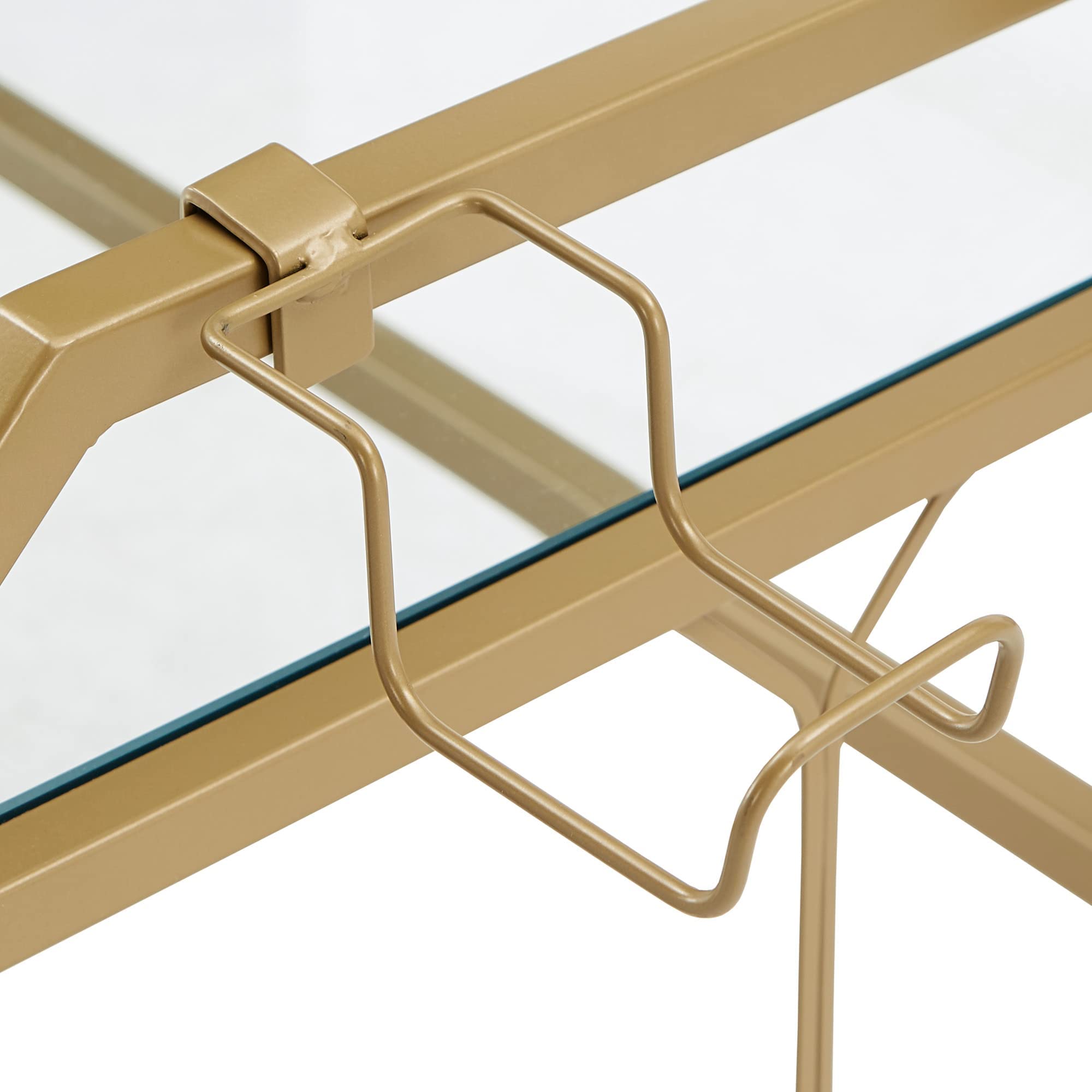 Stylish Octagon Pattern Gold Metal and Glass Desk - Modern Home Office Furniture for Work & Study