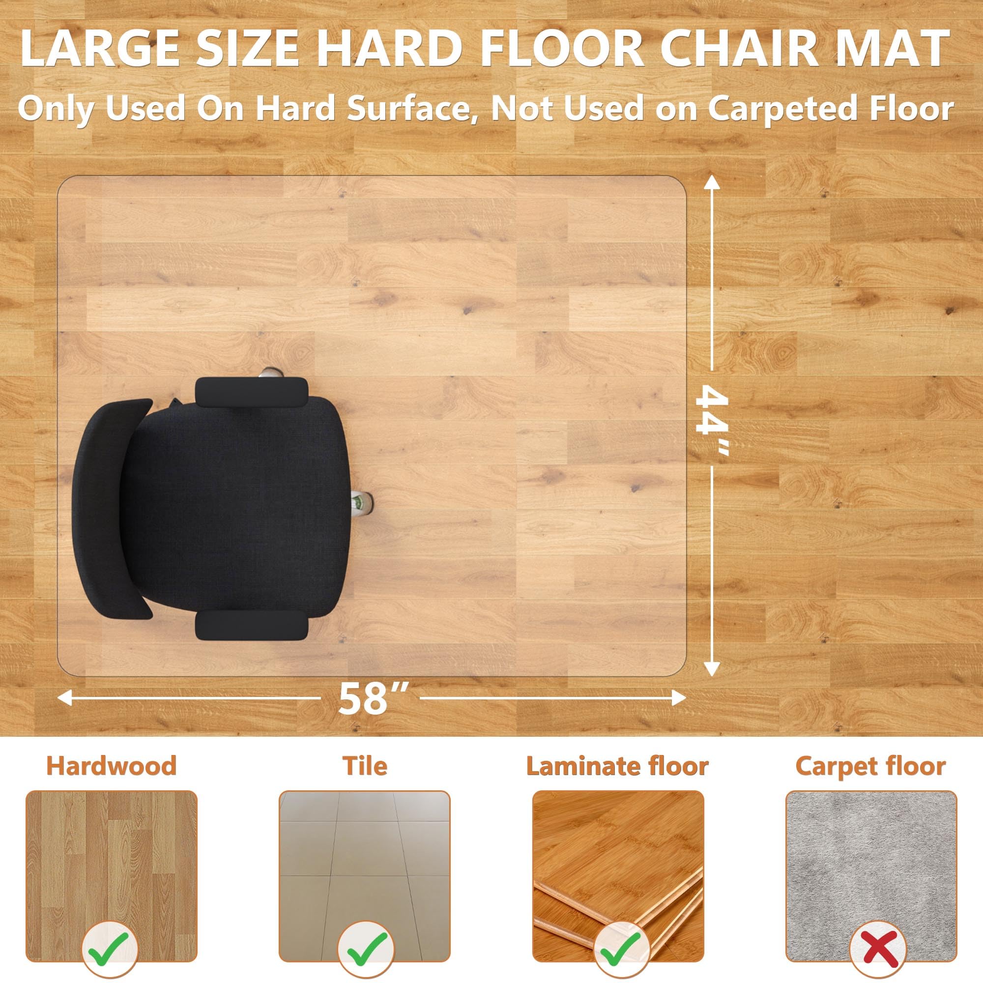 Premium Office Chair Mat for Hardwood Floors - 44