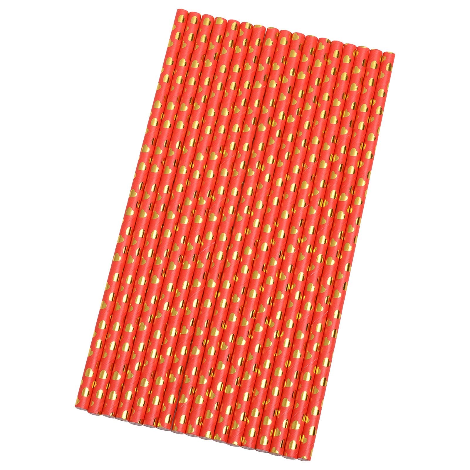 Premium Biodegradable Striped Paper Drinking Straws - 25 Pack Eco-Friendly Disposable Straws for Parties, Weddings & Home Use - Long Flexible Star & Heart Design Straws (One Size) - Perfect for Smoothies, Cocktails & Iced Beverages