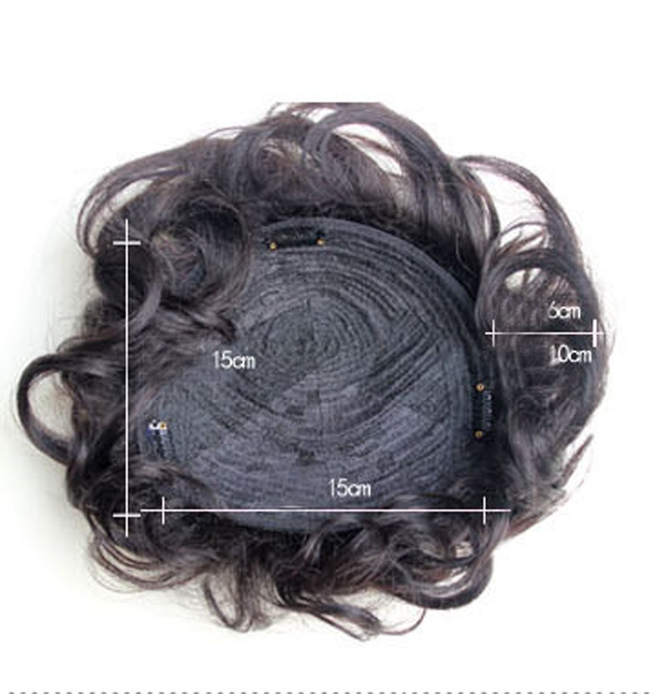 Remeehi 6 Inch Curly Human Hair Topper - Seamless Fluffy Hair Replacement for Women, Natural Black (#2) - Perfect for Thinning Hair, Daily Wear & Special Occasions