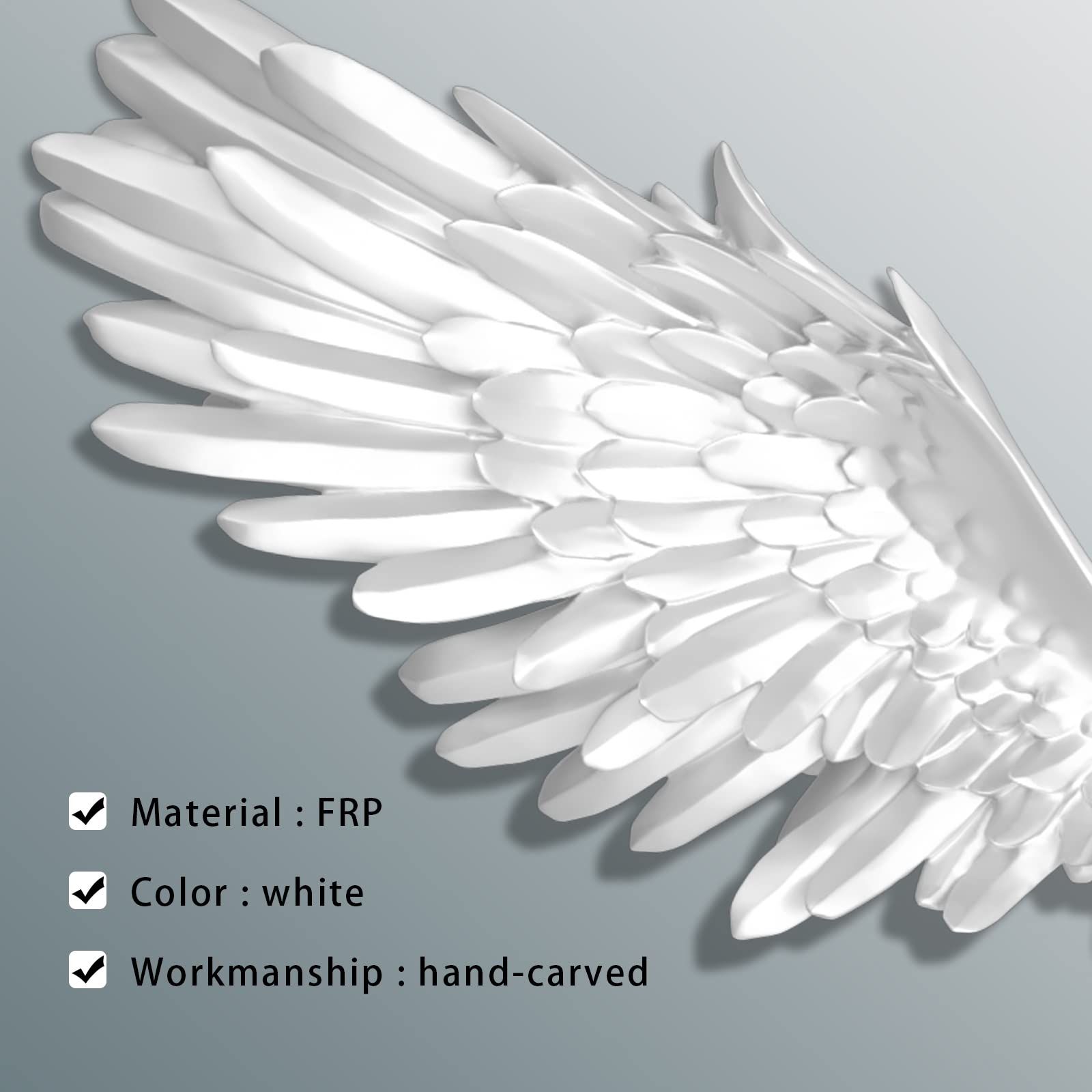 Premium 3D White Angel Wings Wall Art Sculpture - Elegant Home Decor for Living Room, Bedroom, Dining Room & Study - Perfect Gift for Friends & Family - Ideal for Wedding, Nursery & Spiritual Spaces