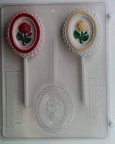 Rose in a Scalloped Oval Frame Lollipop Candy Mold AO030 - Premium Chocolate & Candy Making Supplies for DIY Treats, Wedding Favors, Birthday Parties