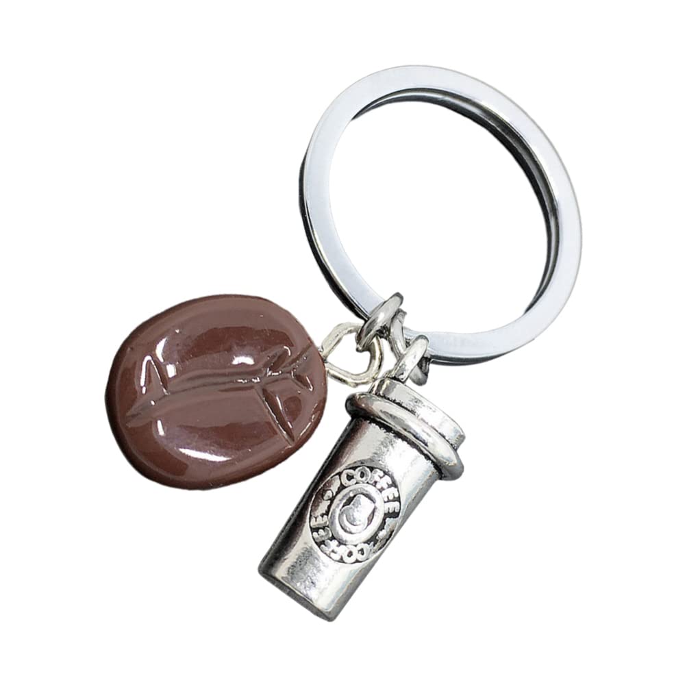PRETYZOOM Men's Coffee-Themed Keychain - Zinc Alloy Coffee Cup & Bean Key Ring for Wallets, Purses & Car Keys | Perfect Gift for Coffee Lovers & Unique Bag Decor Accessory