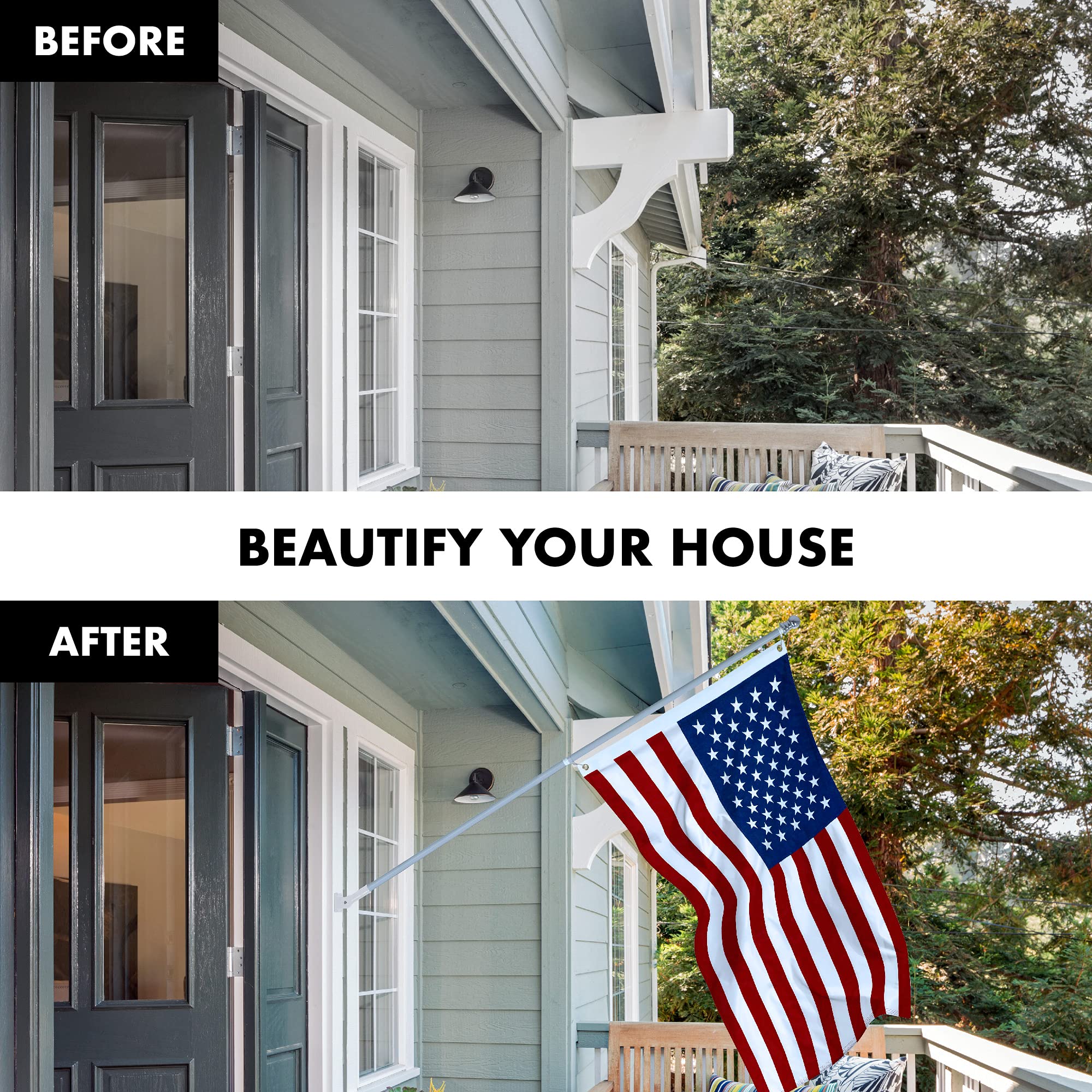 5 Feet Spinning Flagpole (Silver) - Heavy Duty Aluminum Flag Pole with Brass Grommets - Includes 2.5x4 ft American Flag - Made of Durable Spun Polyester - Perfect for Front Yard, Garden, or Patriotic Events