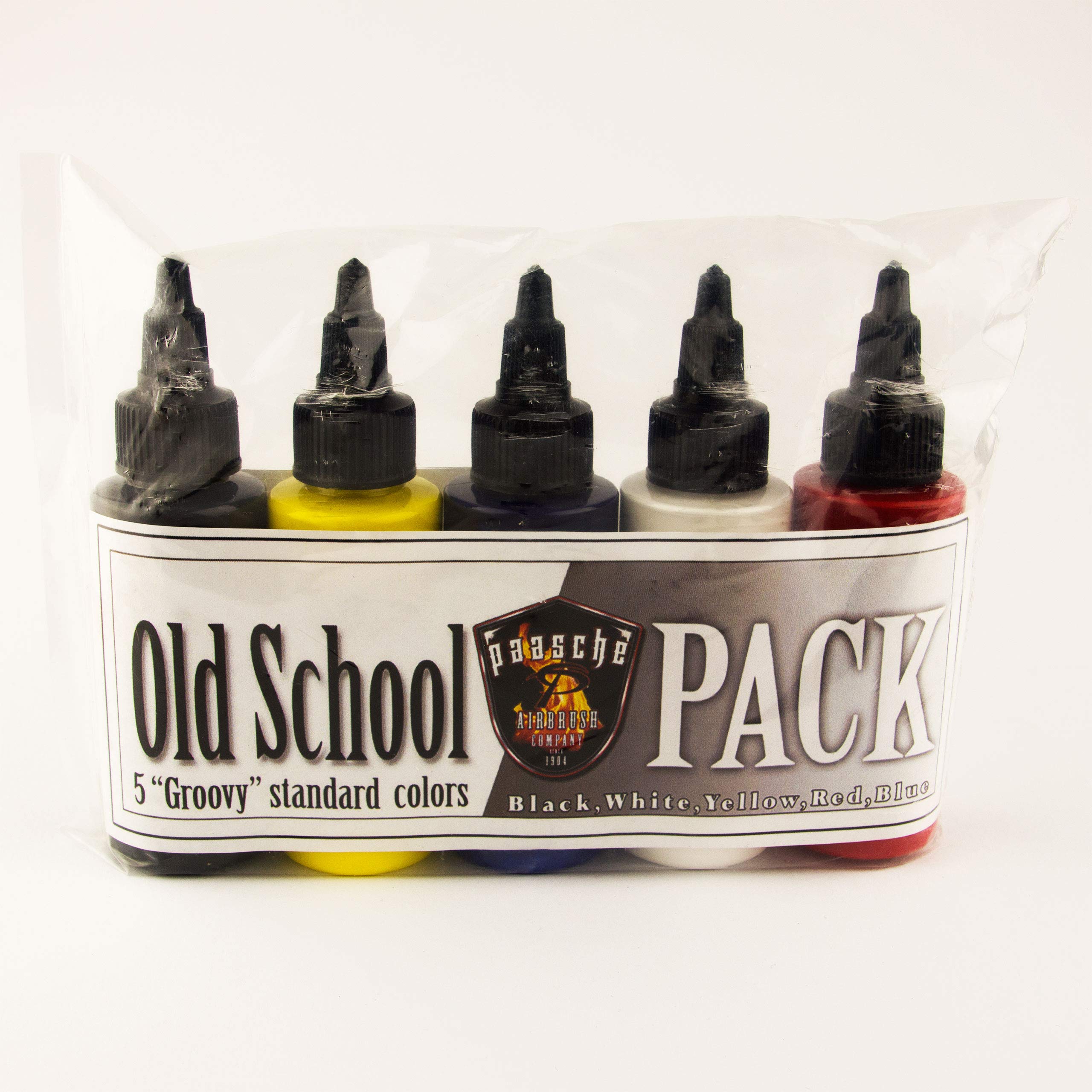 Paasche Airbrush Extreme Air Paint Set - 5 Bottles (2-Ounces Each) of Black, White, Red, Blue & Yellow Acrylic Paint for Artists, Hobbyists & DIY Projects - Perfect for Model Painting, Crafting & Airbrush Art
