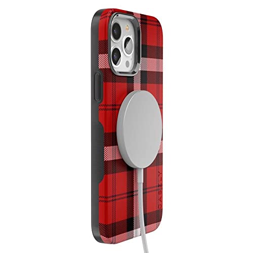 Casely iPhone 13 Pro Max Case with MagSafe Compatibility - Stylish Red Plaid Design for Ultimate Protection | Perfect for Everyday Use, Travel & Work