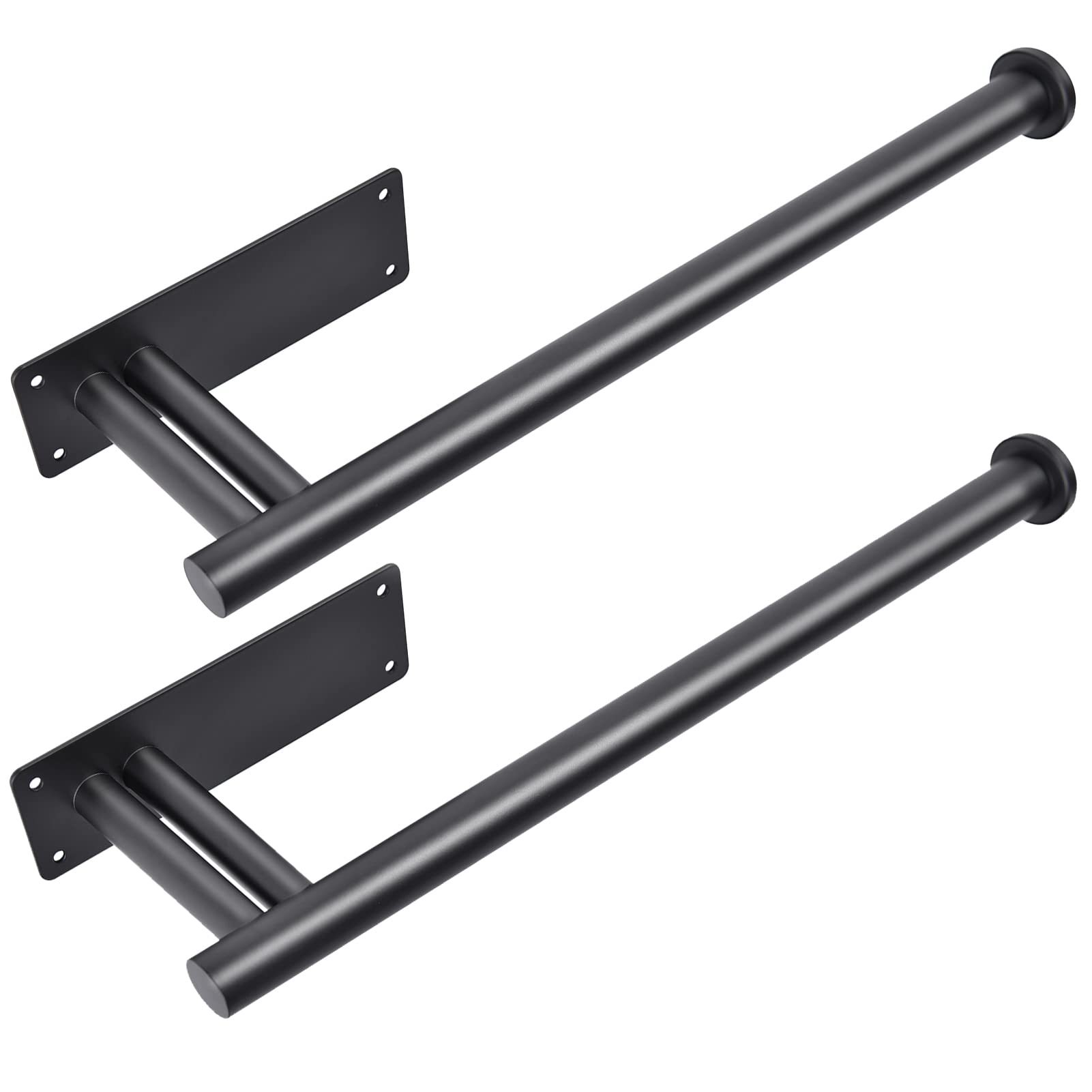 2-Pack Under Cabinet Paper Towel Holder - Upgraded Stainless Steel with Dual Rods, Wall Mount or Countertop Installation (Self-Adhesive & Drill Options) - Black - Perfect for Kitchen, Bathroom, Office & RV Organization