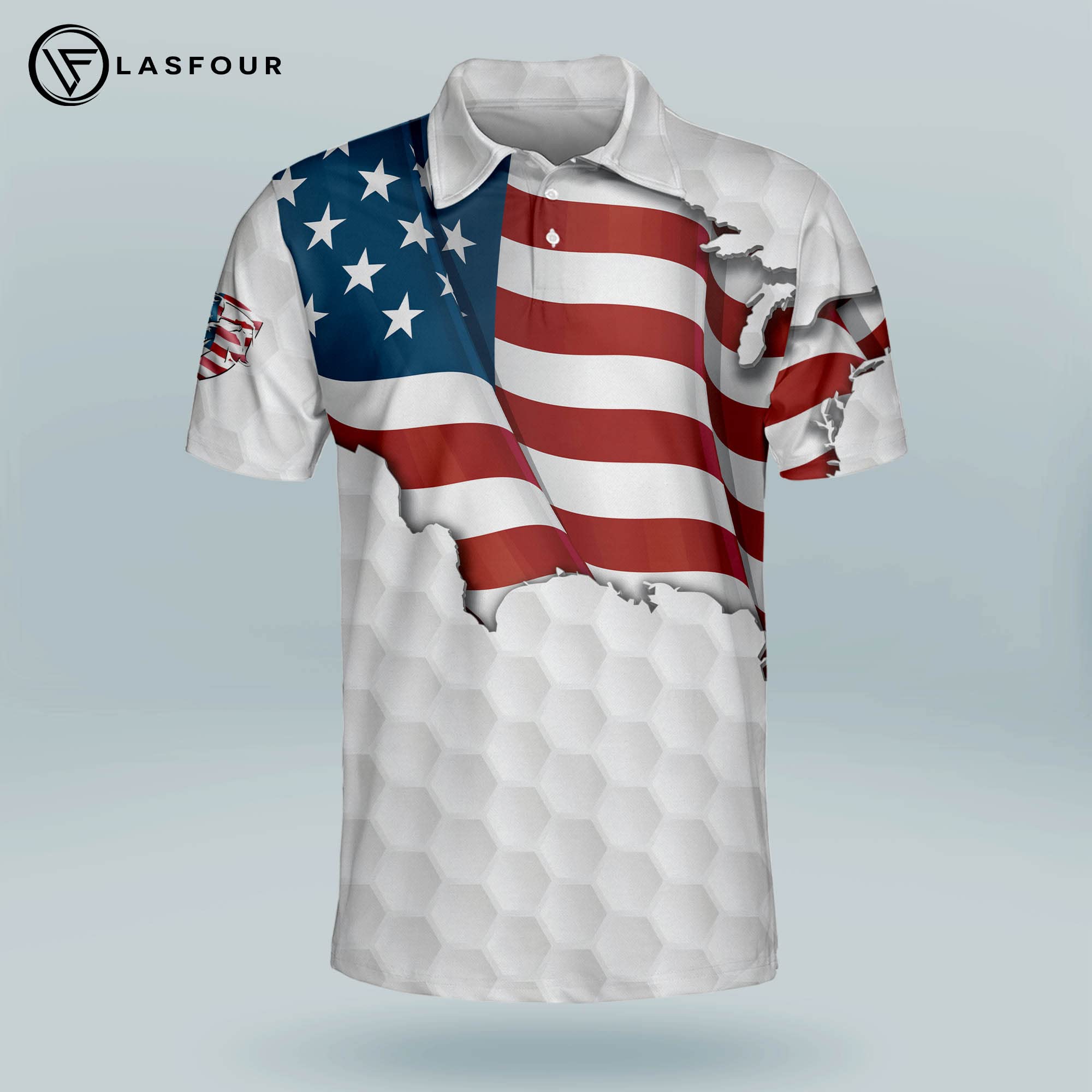 LASFOUR Patriotic Golf Polo Shirts for Men - American Flag Short Sleeve Performance Shirts for Dad & Grandpa - Perfect for Golfing, Father's Day Gifts & 4th of July Celebrations