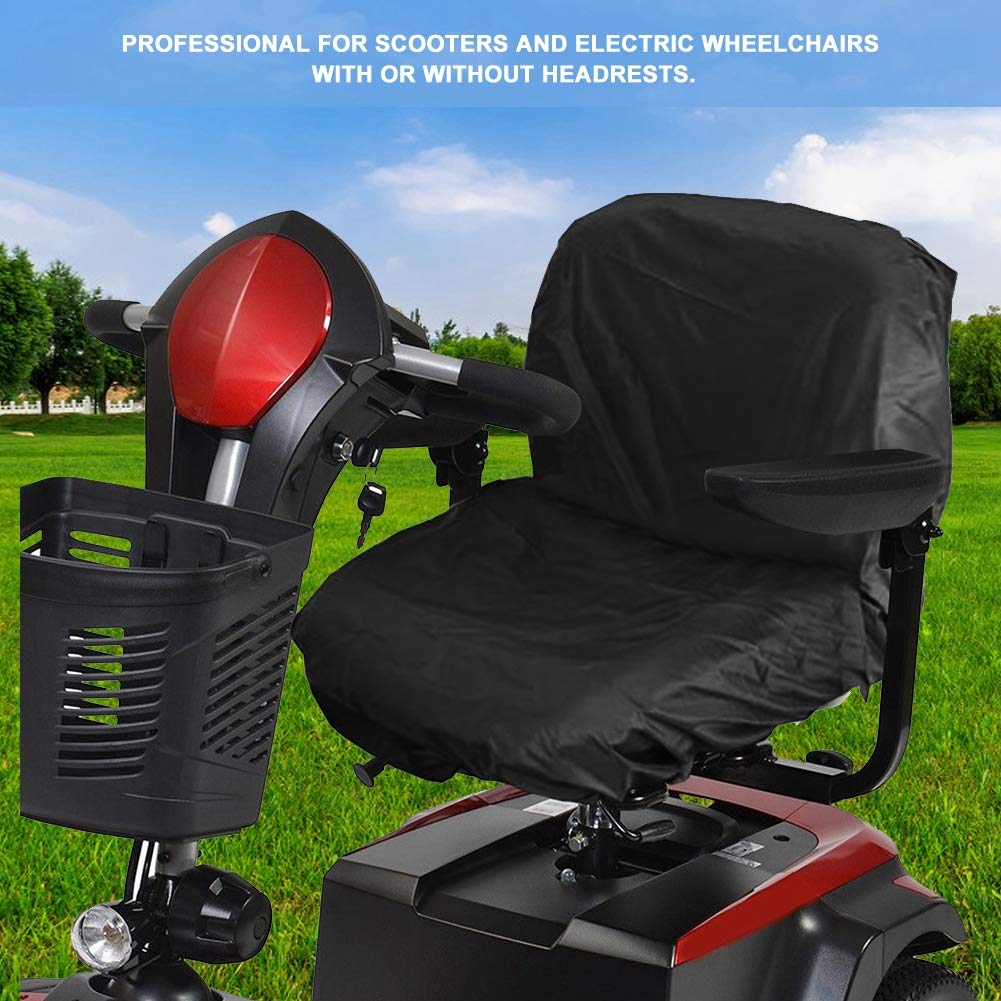 Waterproof Black Nylon Electric Wheelchair Seat Cover - Durable Mobility Scooter Accessory for Indoor/Outdoor Use - Fits Most Electric Wheelchairs & Mobility Scooters (Black)