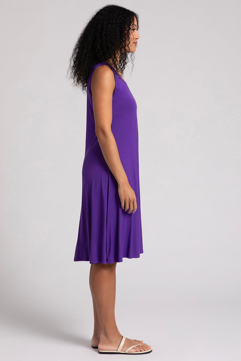Bamboo Tank Dress Short Sleeve | Violet Purple Summer Casual Dress for Women | Perfect for Beach, Vacation & Everyday Wear