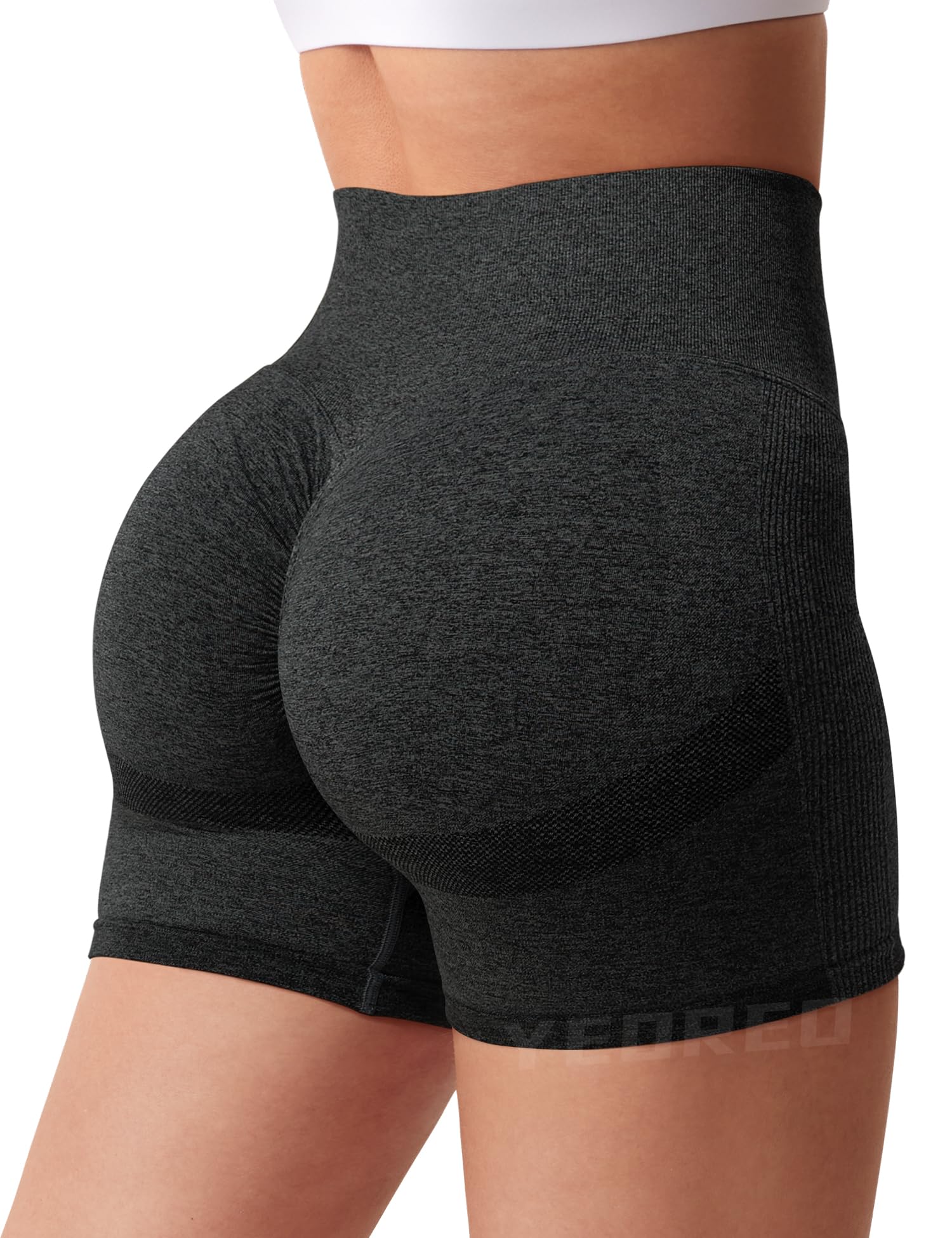YEOREO Women's High Waist Yoga Shorts - Seamless Workout Gym & Cycling Shorts with Smile Contour Design - Perfect for Yoga, Running, Gym & Outdoor Activities